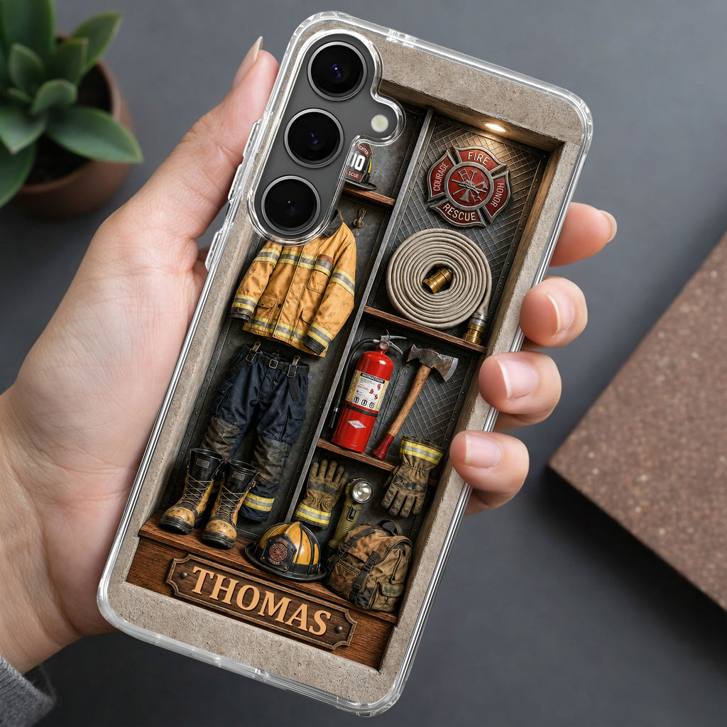 Personalized Clear Phone Case Custom Name Firefighter Gift Clear Phone Case GradoCreations