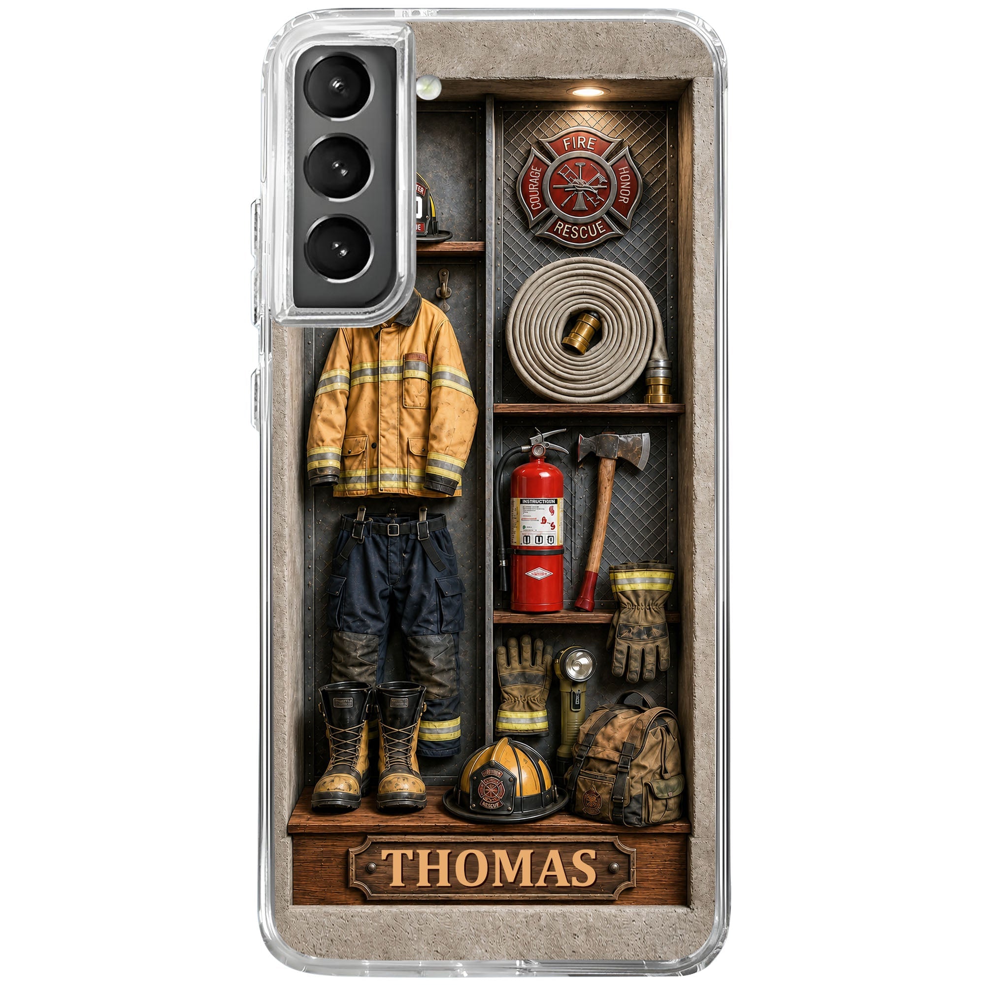 Personalized Clear Phone Case Custom Name Firefighter Gift Clear Phone Case GradoCreations