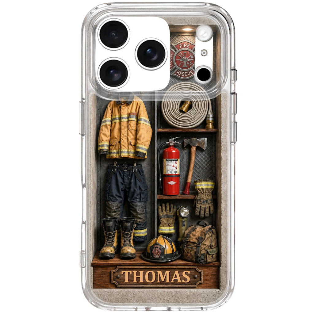 Personalized Clear Phone Case Custom Name Firefighter Gift Clear Phone Case GradoCreations