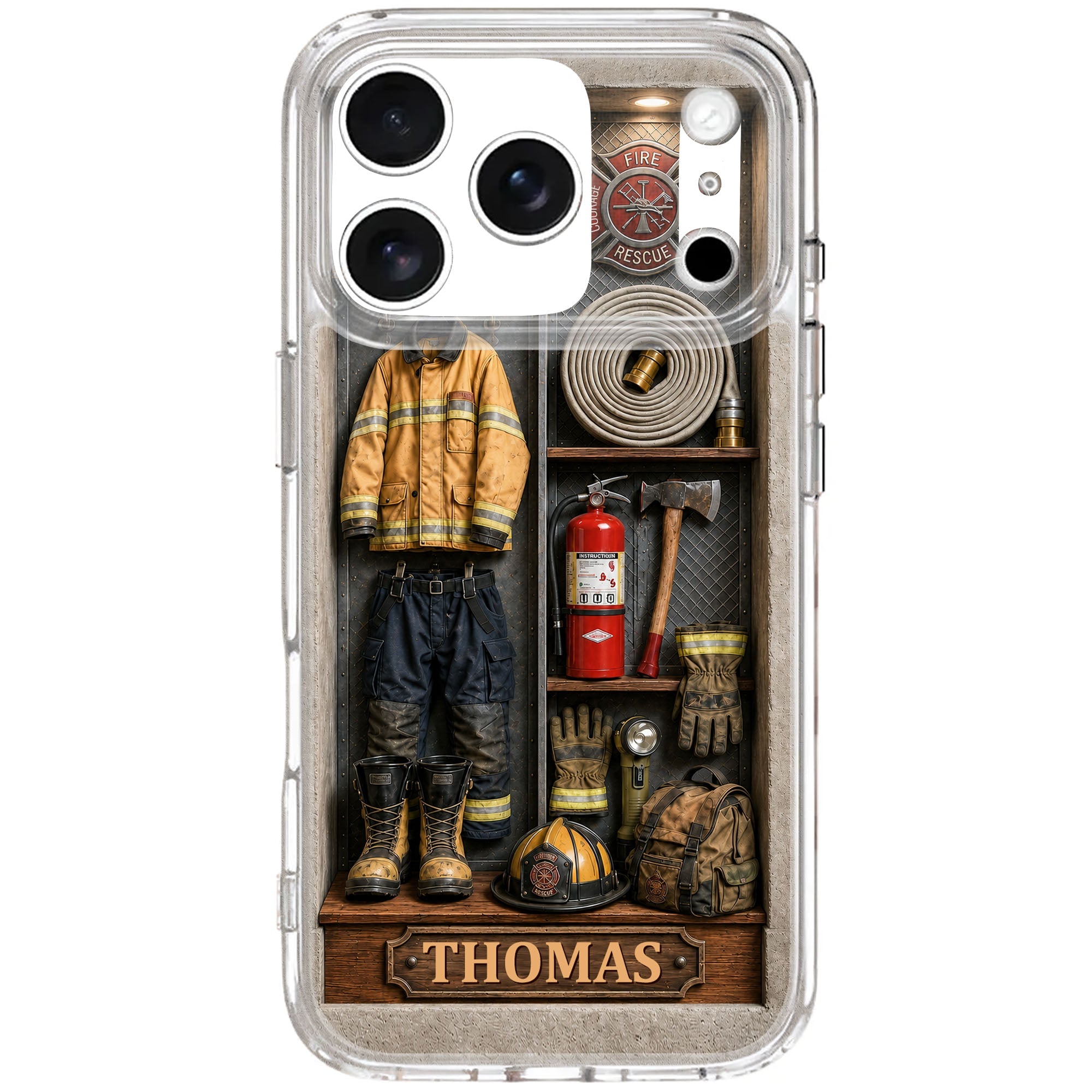 Personalized Clear Phone Case Custom Name Firefighter Gift Clear Phone Case GradoCreations