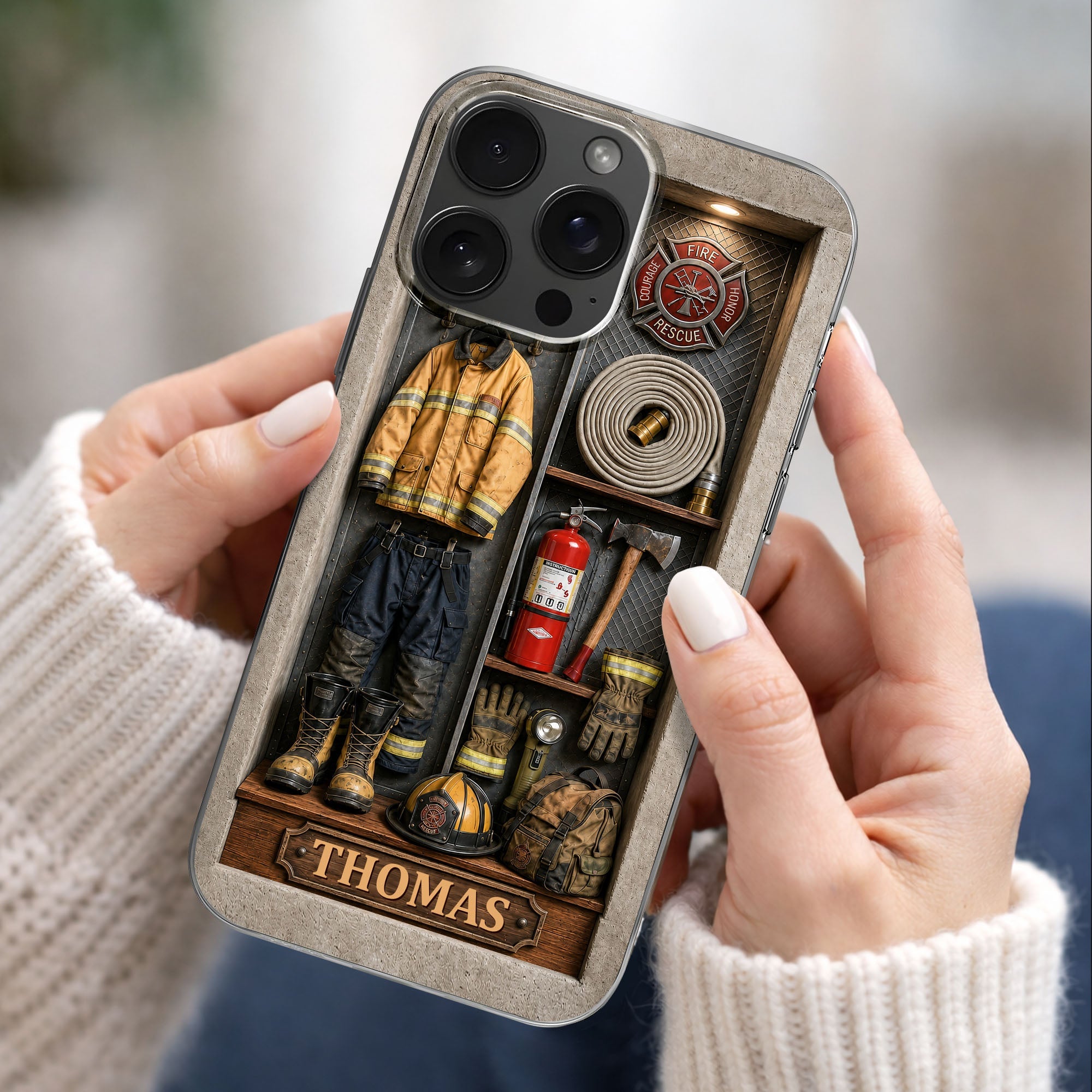 Personalized Clear Phone Case Custom Name Firefighter Gift Clear Phone Case GradoCreations