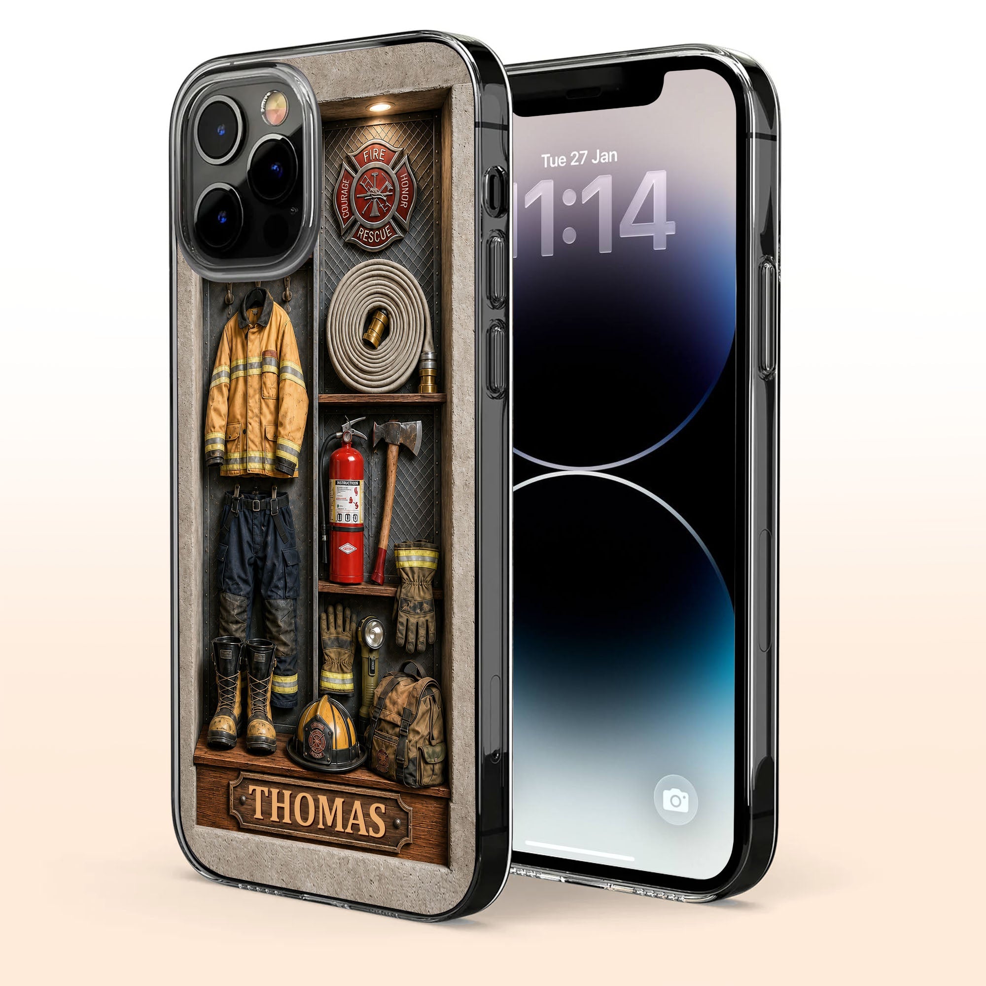 Personalized Clear Phone Case Custom Name Firefighter Gift Clear Phone Case GradoCreations