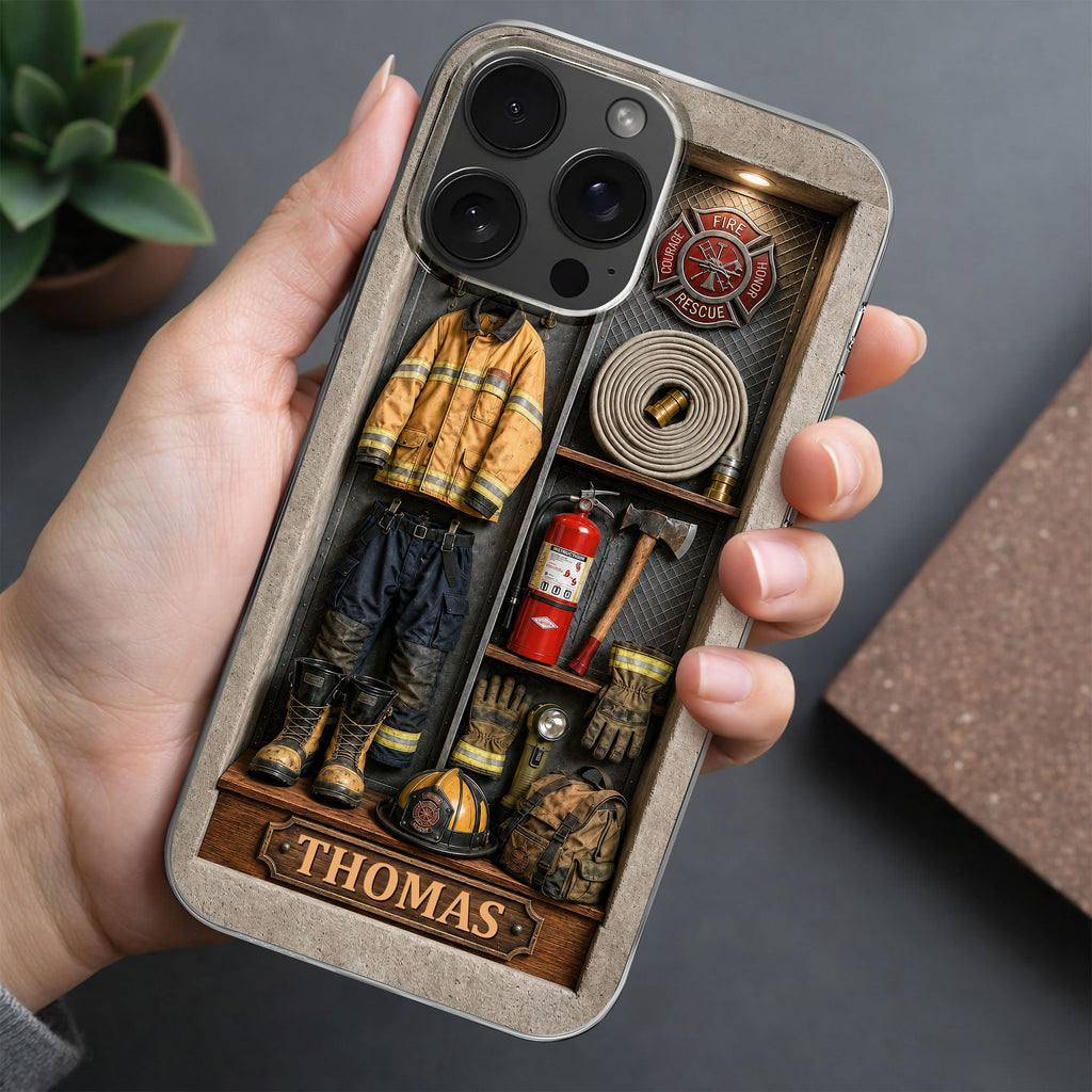 Personalized Clear Phone Case Custom Name Firefighter Gift Clear Phone Case GradoCreations