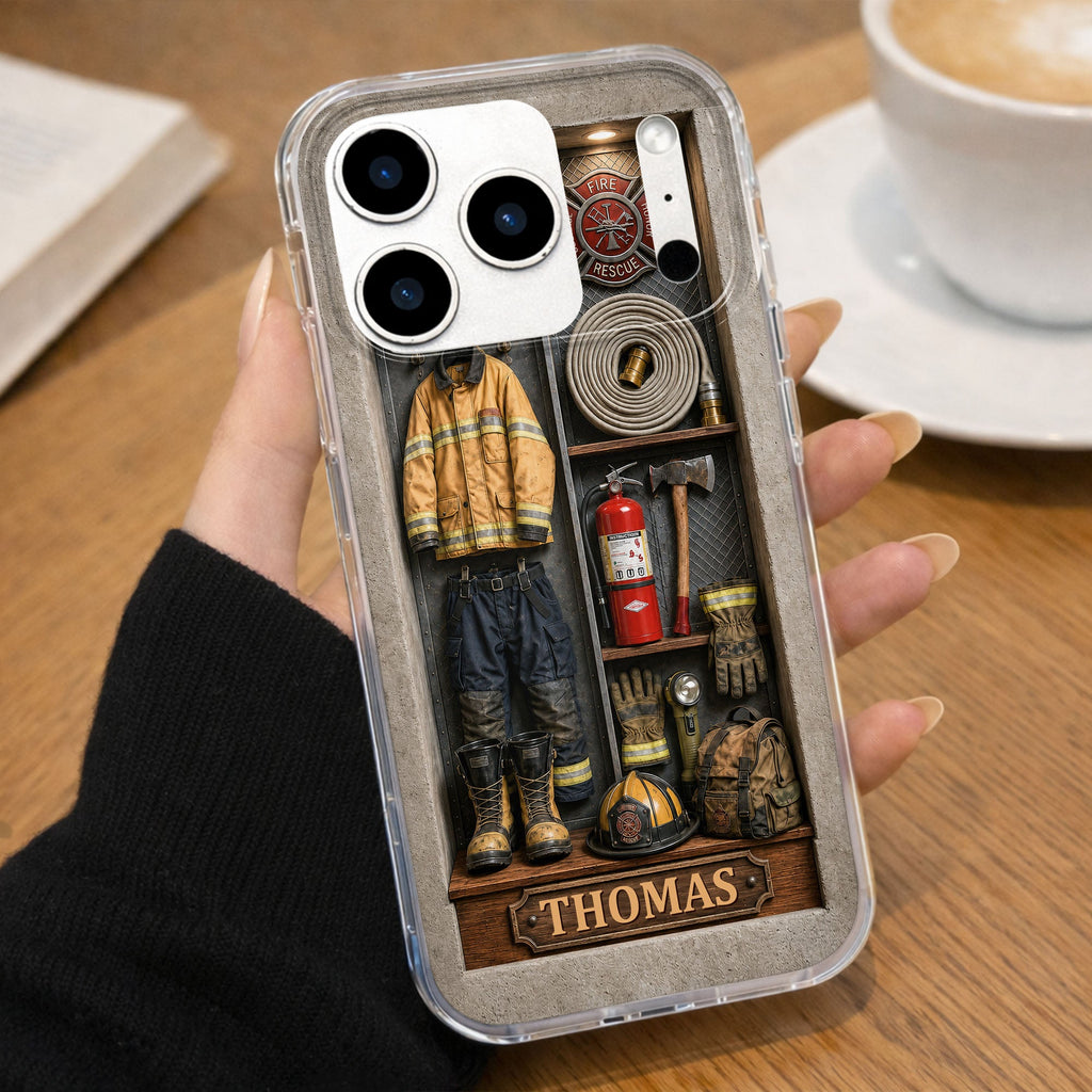 Personalized Clear Phone Case Custom Name Firefighter Gift Clear Phone Case GradoCreations