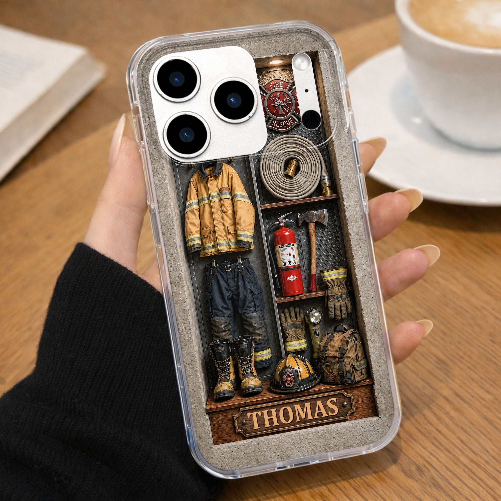 Personalized Clear Phone Case Custom Name Firefighter Gift Clear Phone Case GradoCreations