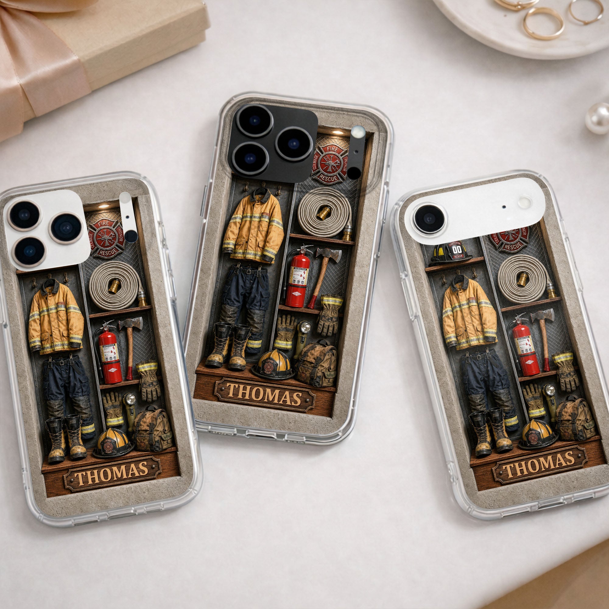 Personalized Clear Phone Case Custom Name Firefighter Gift Clear Phone Case GradoCreations