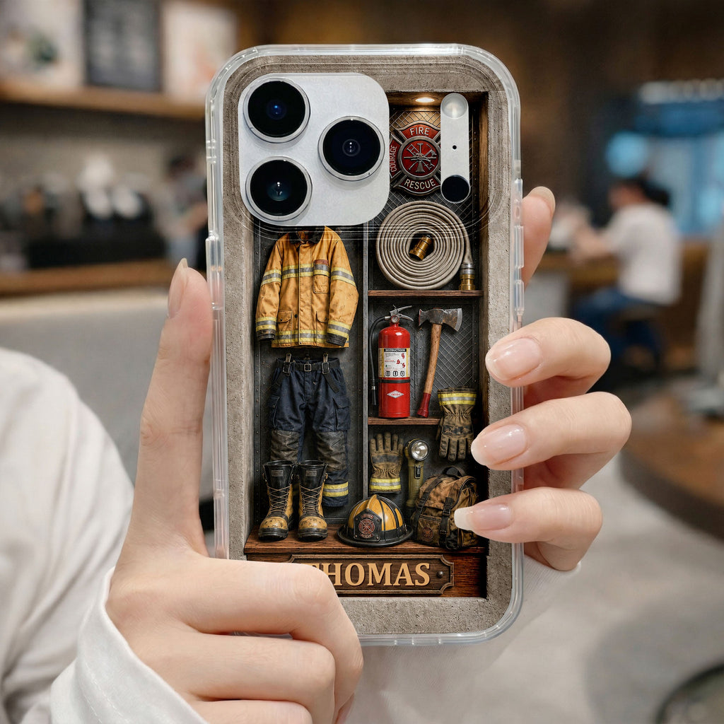 Personalized Clear Phone Case Custom Name Firefighter Gift Clear Phone Case GradoCreations