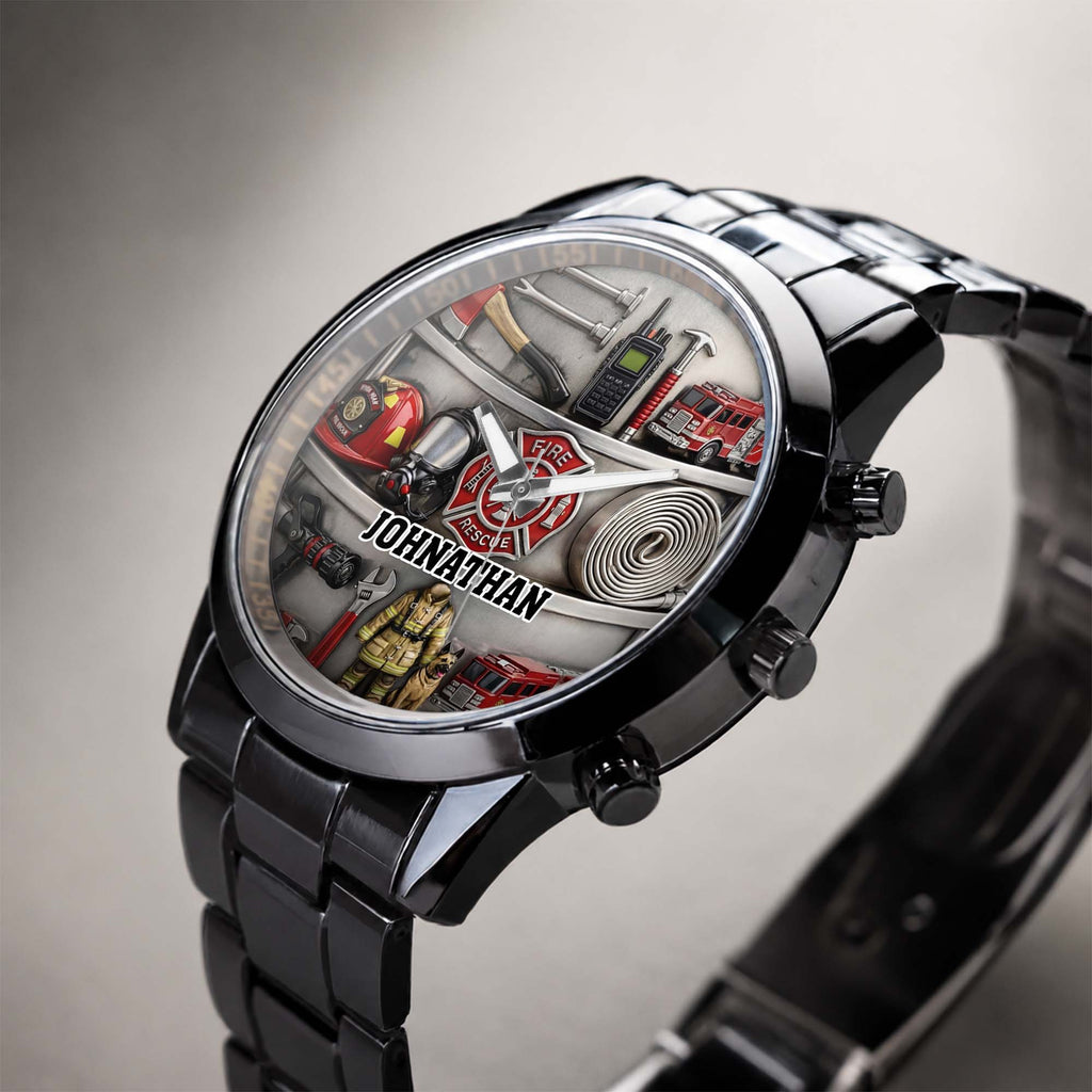 Personalized Fire Truck Men's Watch Custom Name Gift for Dad Men's Watch GradoCreations