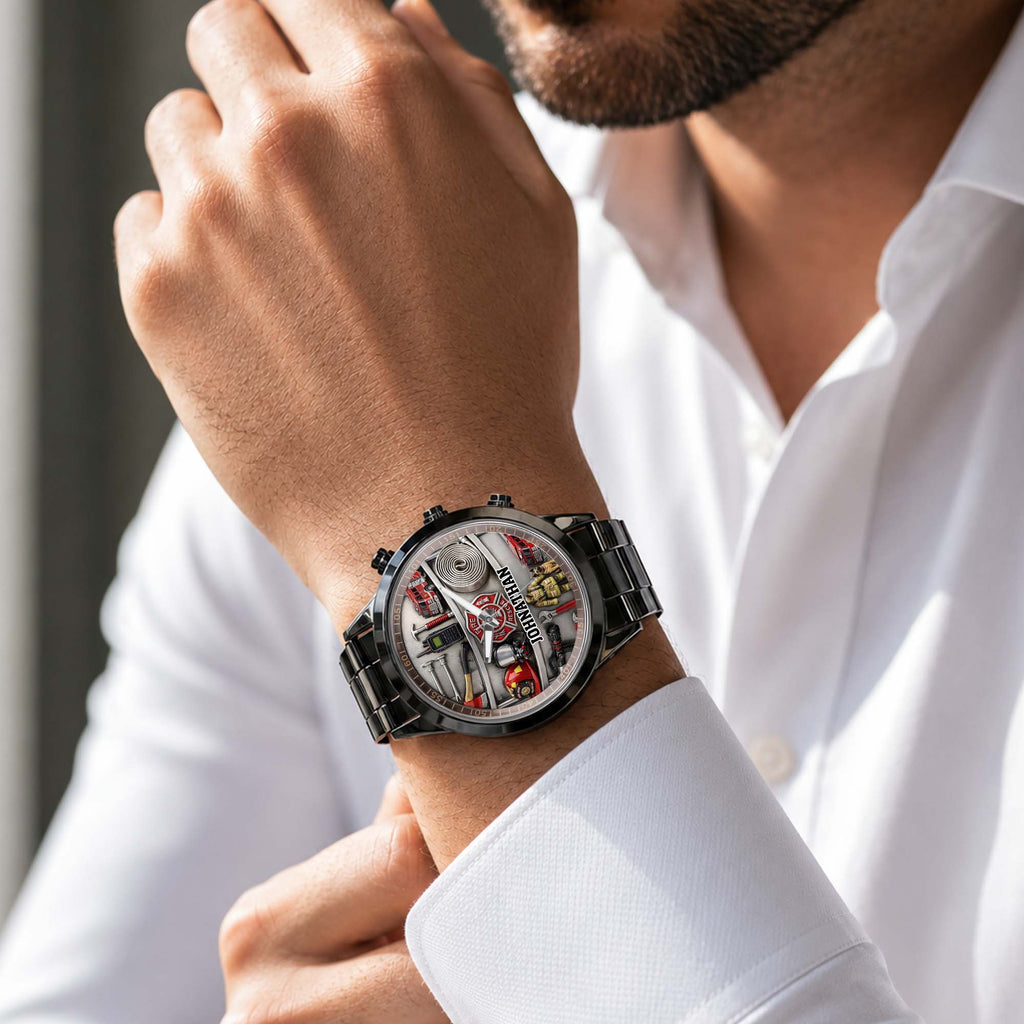 Personalized Fire Truck Men's Watch Custom Name Gift for Dad Men's Watch GradoCreations