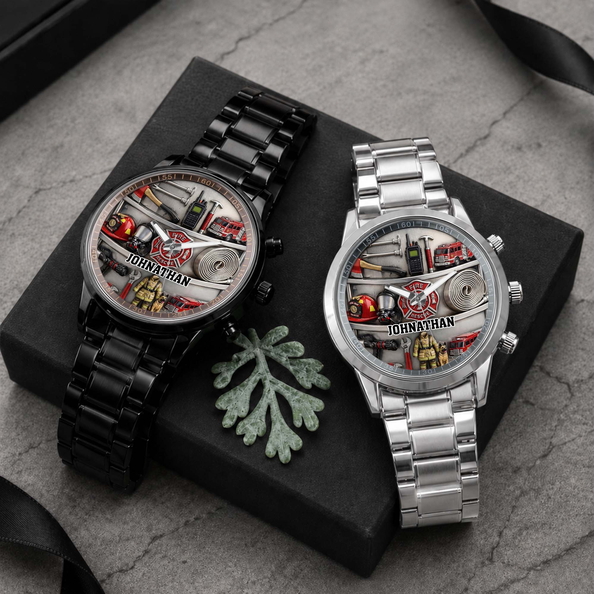 Personalized Fire Truck Men's Watch Custom Name Gift for Dad Men's Watch GradoCreations