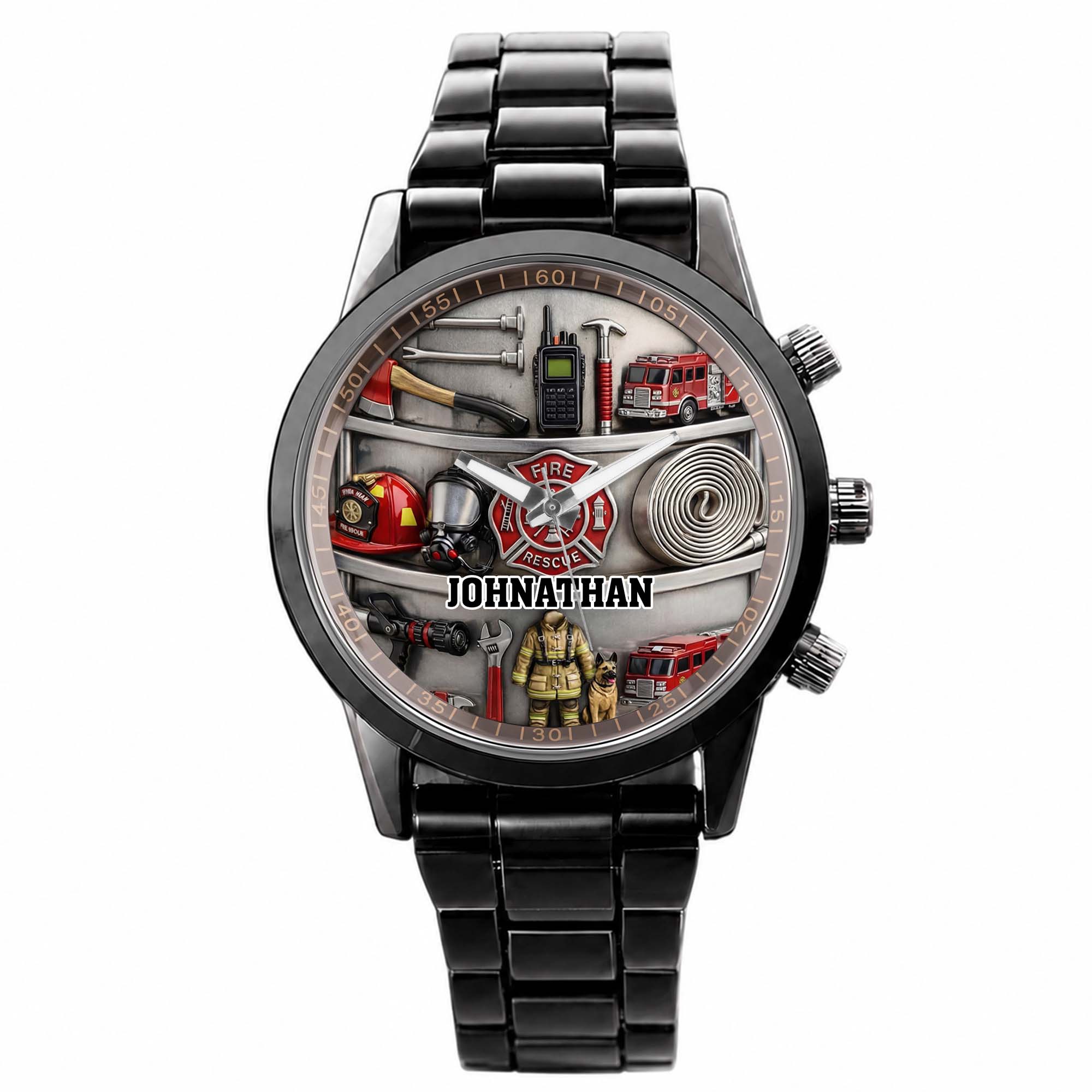 Personalized Fire Truck Men's Watch Custom Name Gift for Dad Men's Watch GradoCreations
