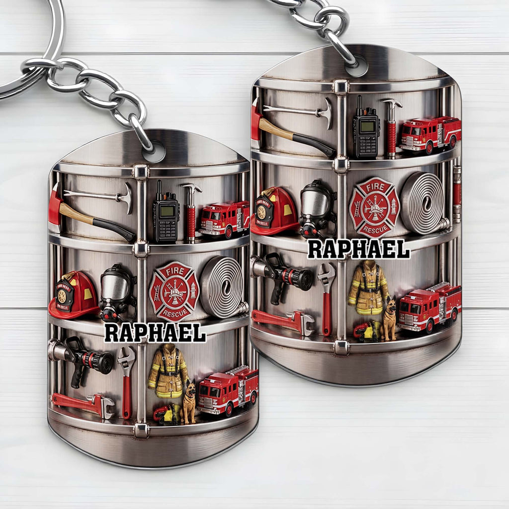 Personalized Firefighter Stainless Steel Keychain Gift for Dad Stainless Steel Keychain GradoCreations
