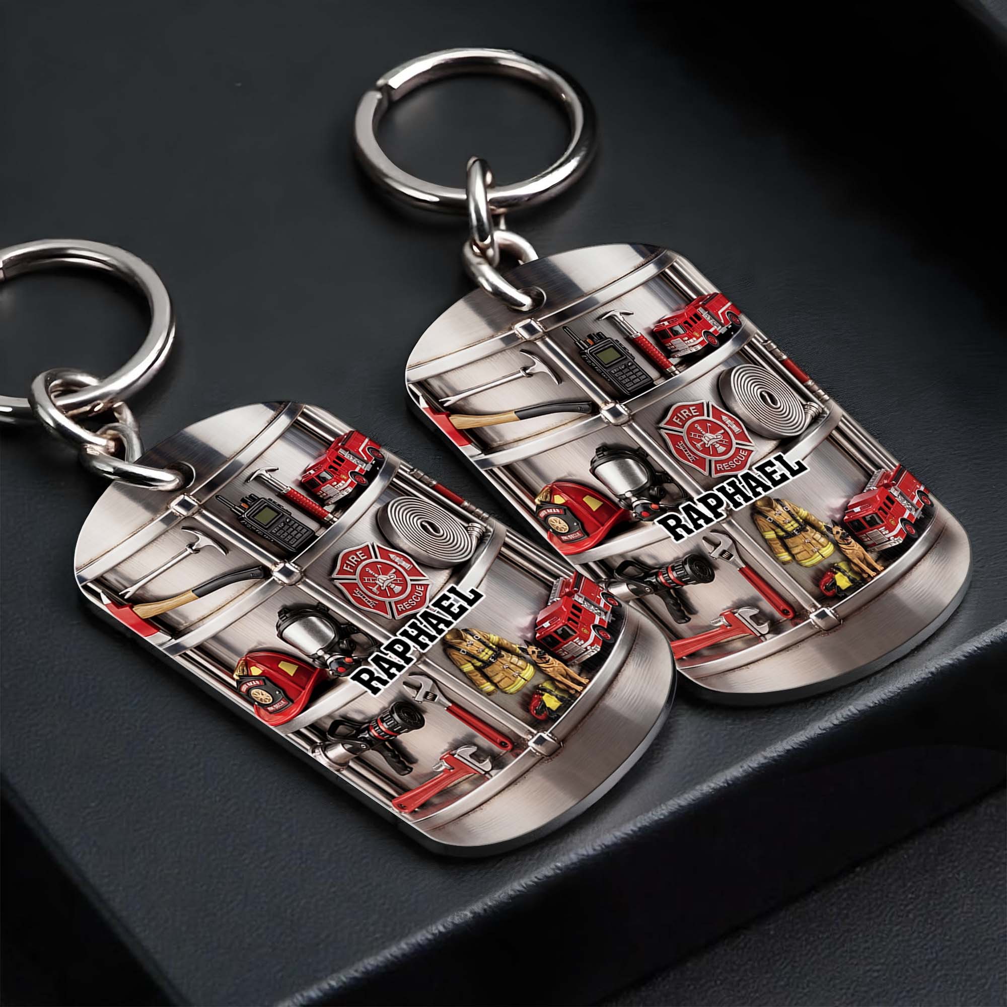 Personalized Firefighter Stainless Steel Keychain Gift for Dad Stainless Steel Keychain GradoCreations