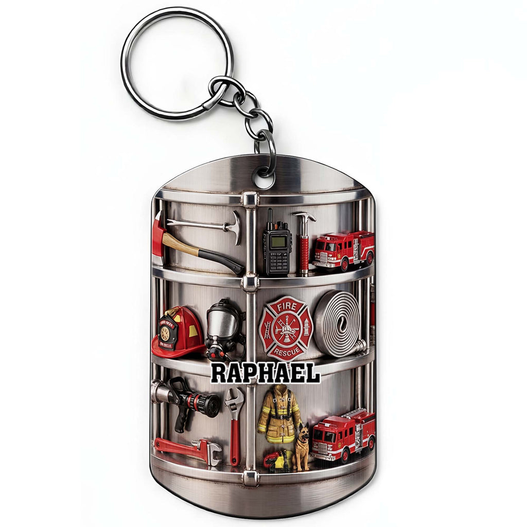 Personalized Firefighter Stainless Steel Keychain Gift for Dad Stainless Steel Keychain GradoCreations