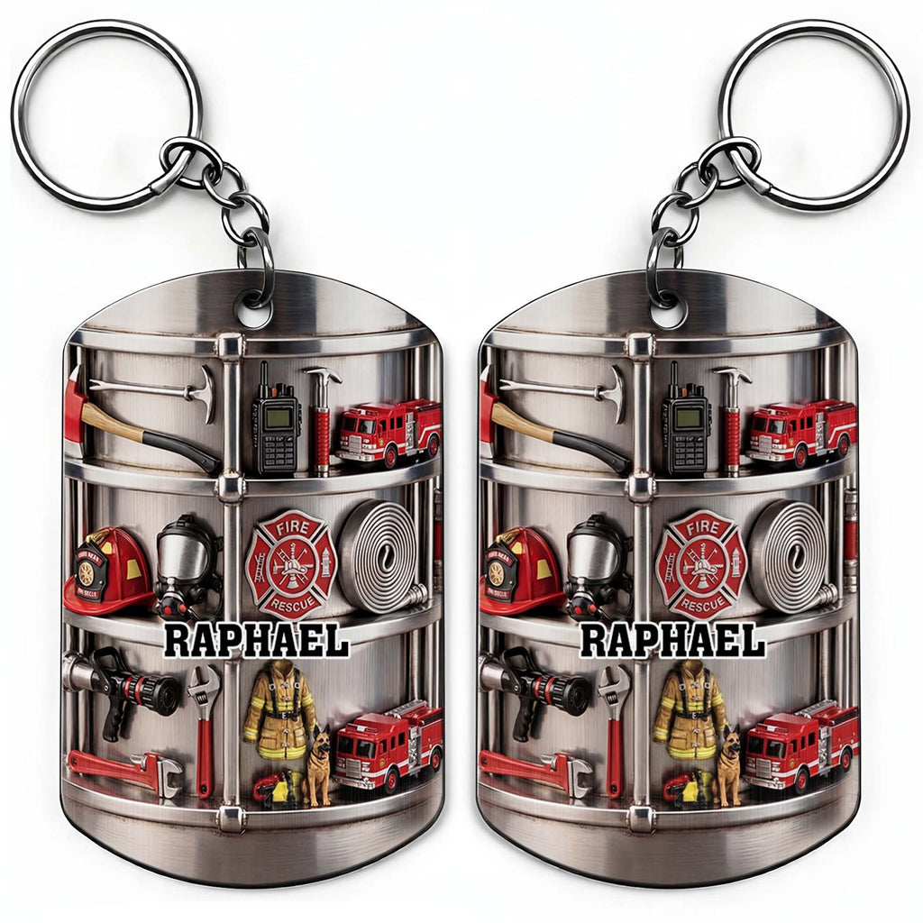 Personalized Firefighter Stainless Steel Keychain Gift for Dad Stainless Steel Keychain GradoCreations