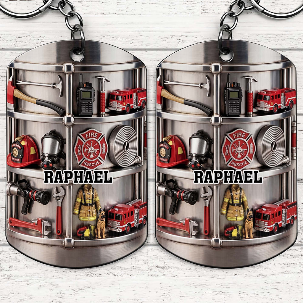 Personalized Firefighter Stainless Steel Keychain Gift for Dad Stainless Steel Keychain GradoCreations