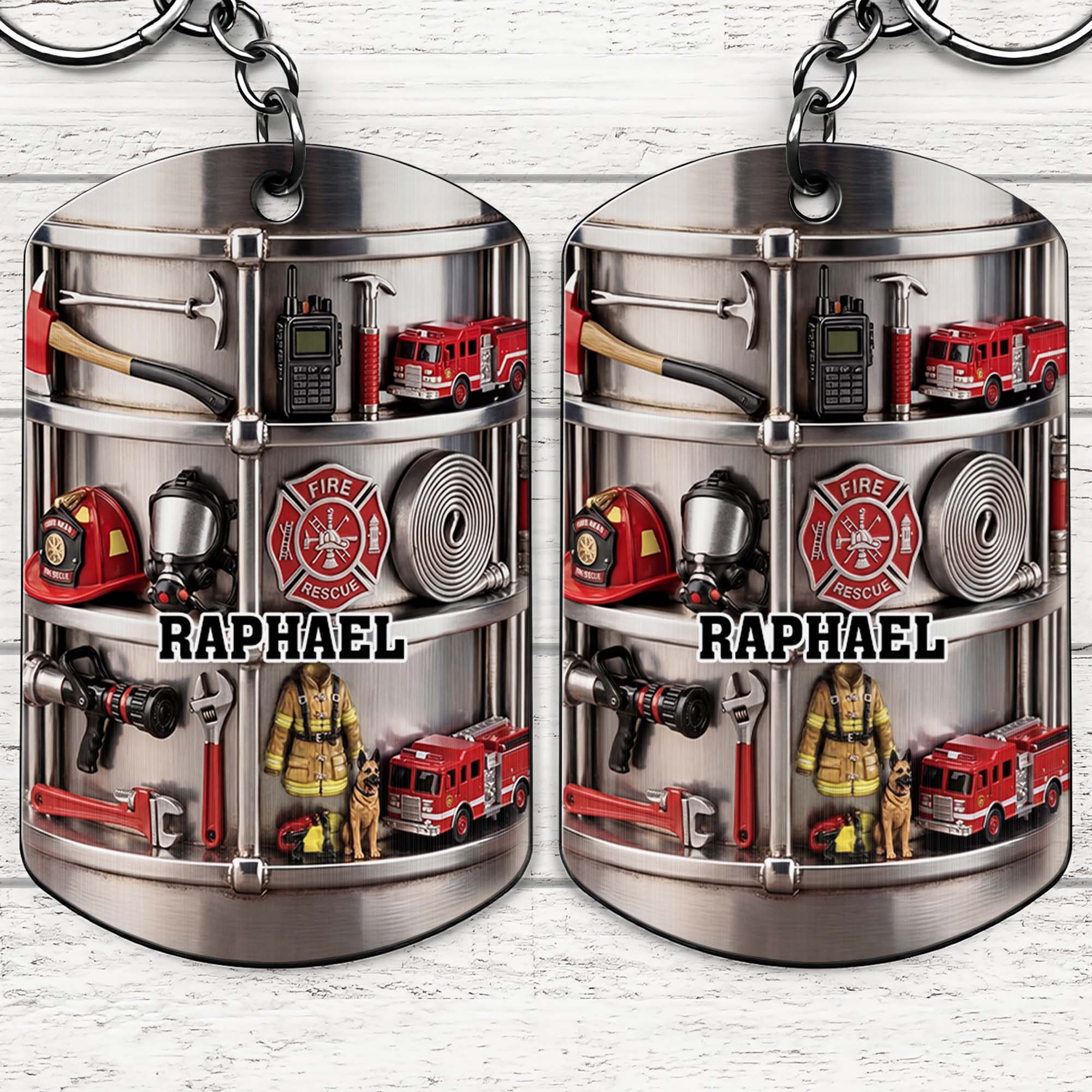 Personalized Firefighter Stainless Steel Keychain Gift for Dad Stainless Steel Keychain GradoCreations
