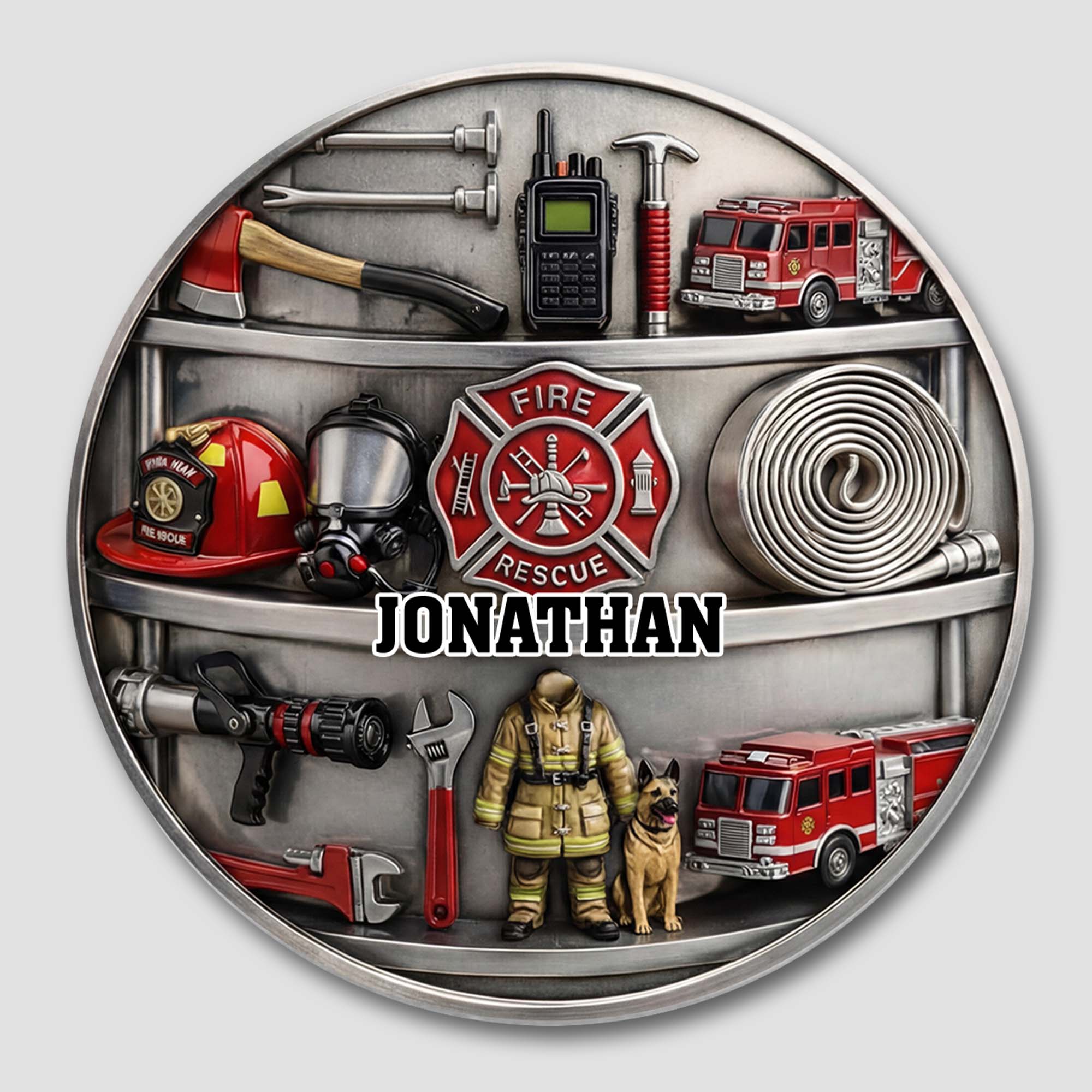 Personalized Firefighter Coaster Custom Name Gift for Dad