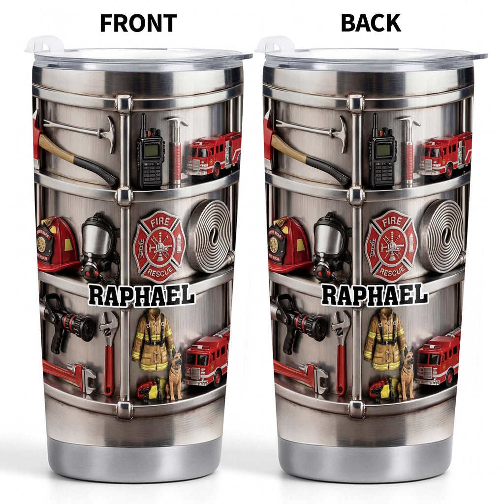 Personalized Firefighter Stainless Steel Tumbler 20oz Gift for Dad 20oz Tumbler GradoCreations