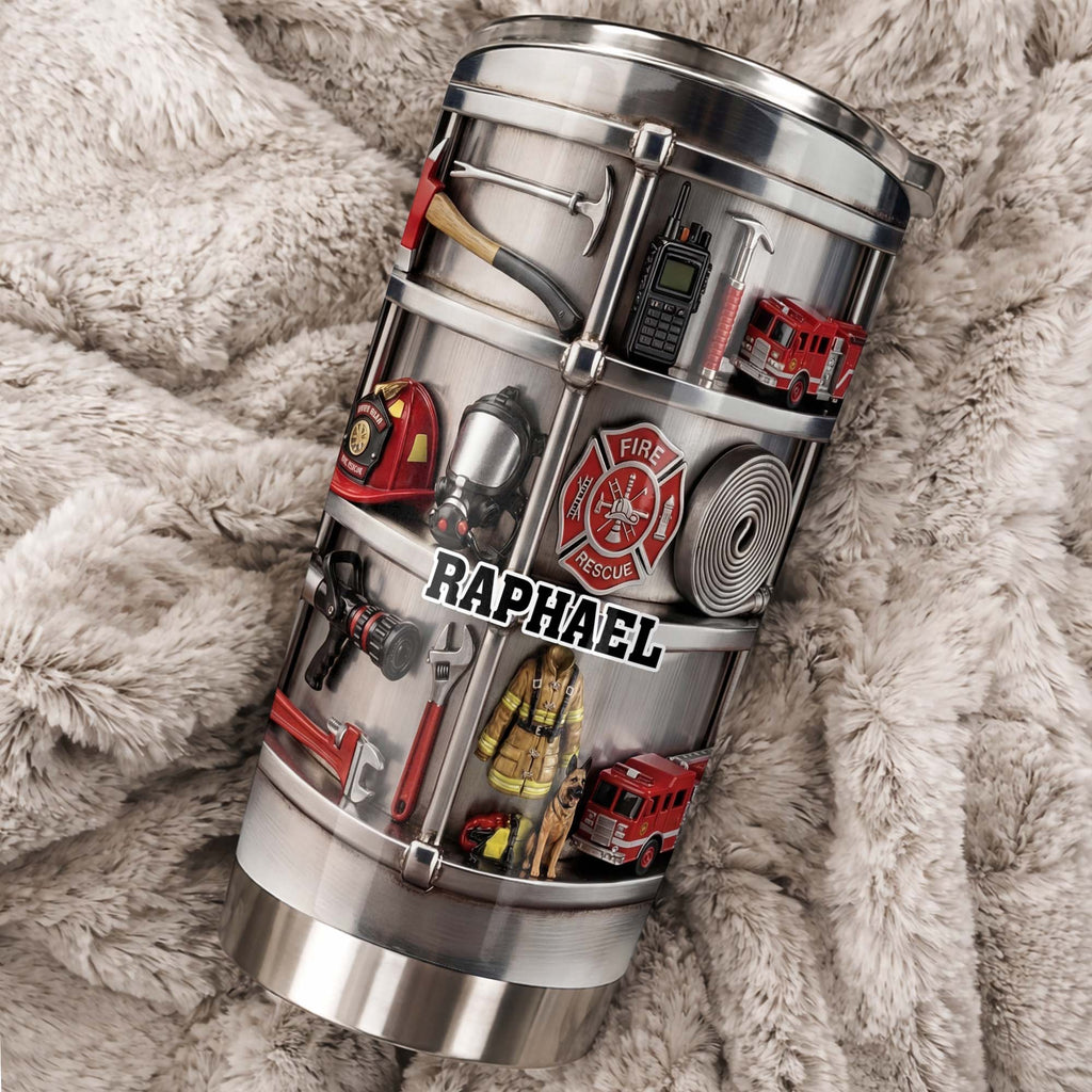 Personalized Firefighter Stainless Steel Tumbler 20oz Gift for Dad 20oz Tumbler GradoCreations