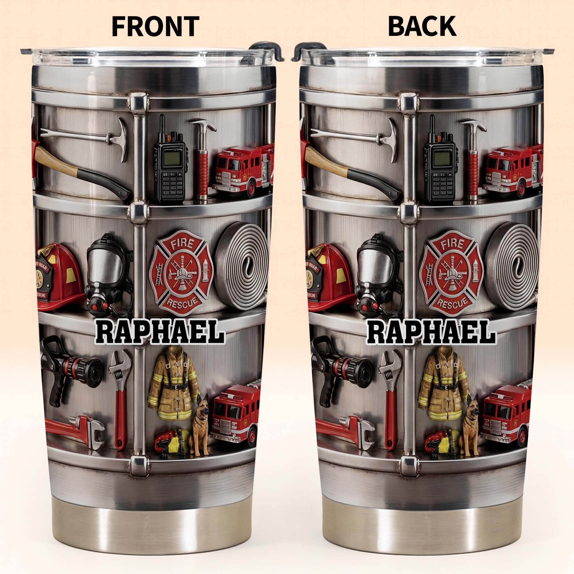 Personalized Firefighter Stainless Steel Tumbler 20oz Gift for Dad 20oz Tumbler GradoCreations