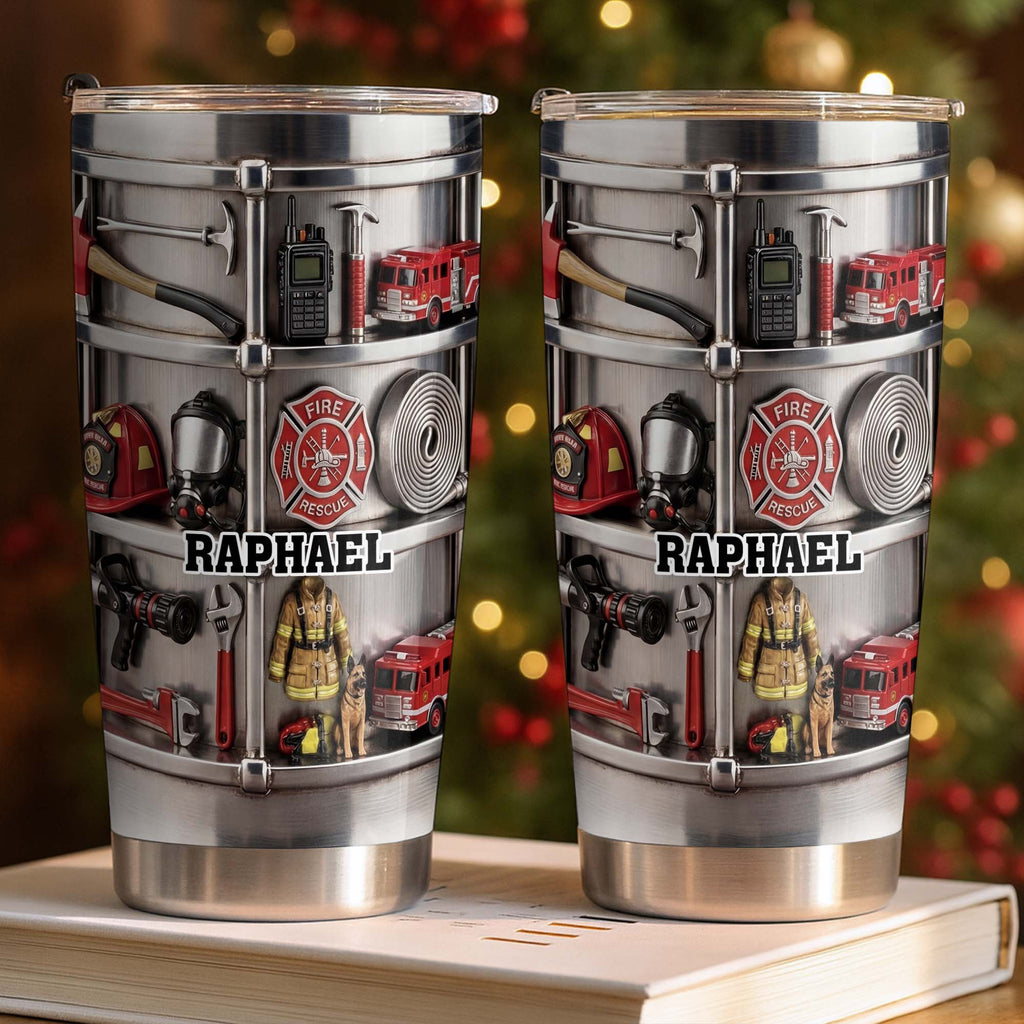 Personalized Firefighter Stainless Steel Tumbler 20oz Gift for Dad 20oz Tumbler GradoCreations