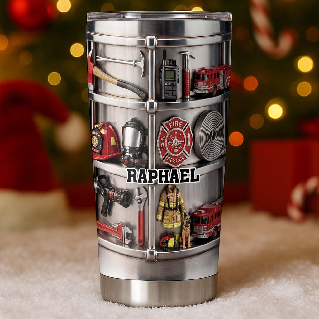 Personalized Firefighter Stainless Steel Tumbler 20oz Gift for Dad 20oz Tumbler GradoCreations