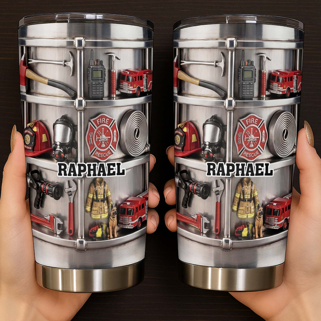 Personalized Firefighter Stainless Steel Tumbler 20oz Gift for Dad 20oz Tumbler GradoCreations
