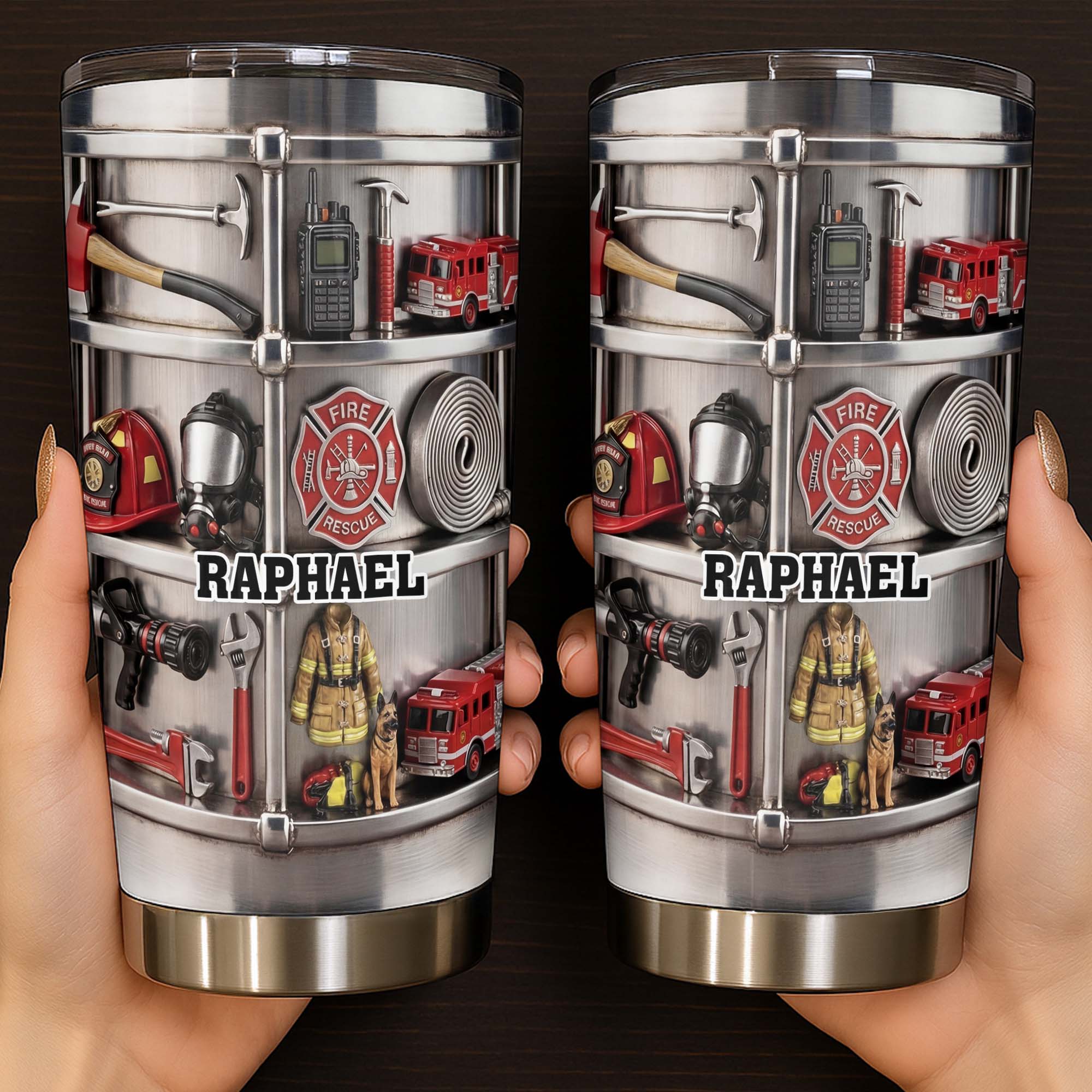 Personalized Firefighter Stainless Steel Tumbler 20oz Gift for Dad 20oz Tumbler GradoCreations