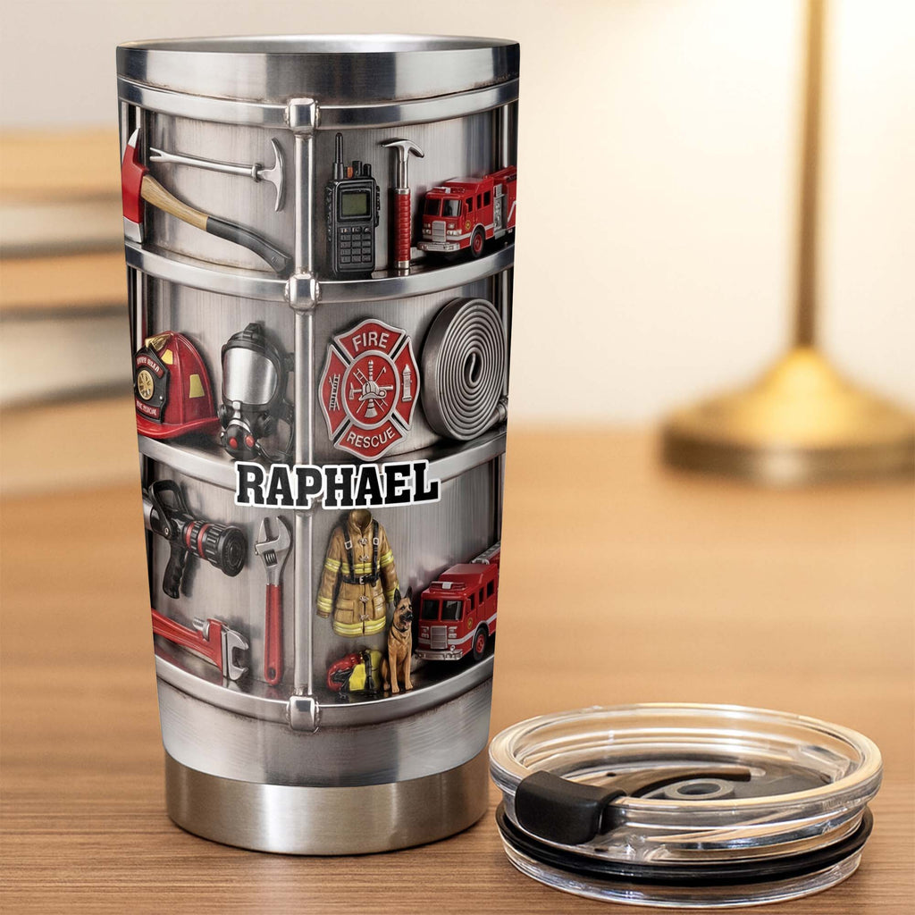 Personalized Firefighter Stainless Steel Tumbler 20oz Gift for Dad 20oz Tumbler GradoCreations