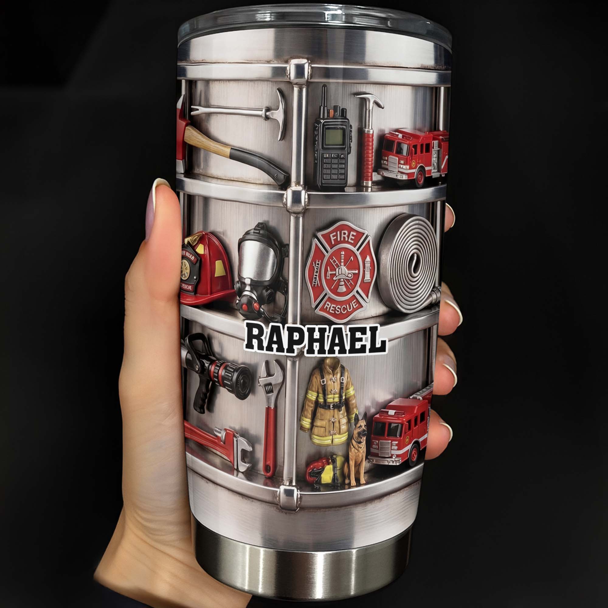 Personalized Firefighter Stainless Steel Tumbler 20oz Gift for Dad 20oz Tumbler GradoCreations