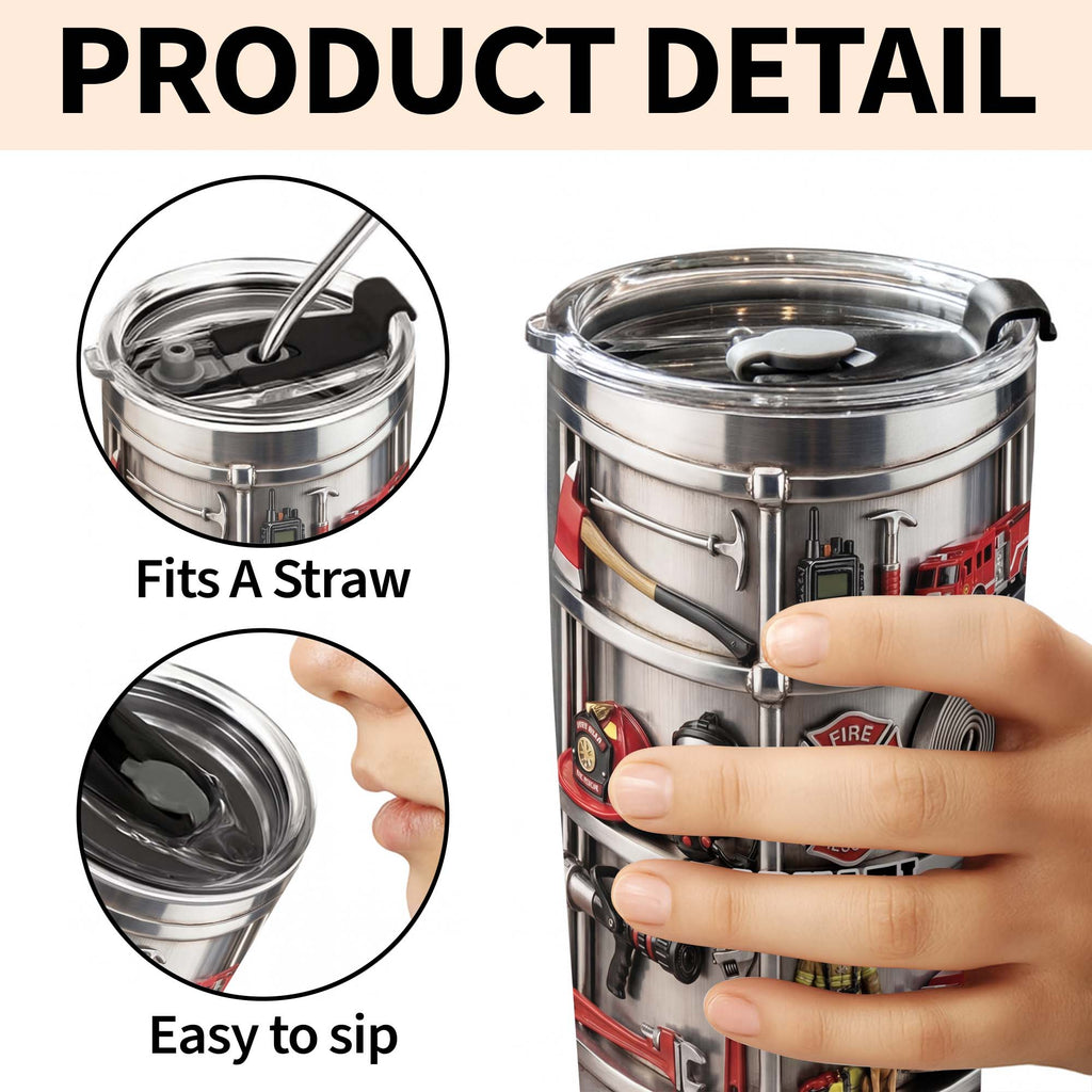 Personalized Firefighter Stainless Steel Tumbler 20oz Gift for Dad 20oz Tumbler GradoCreations
