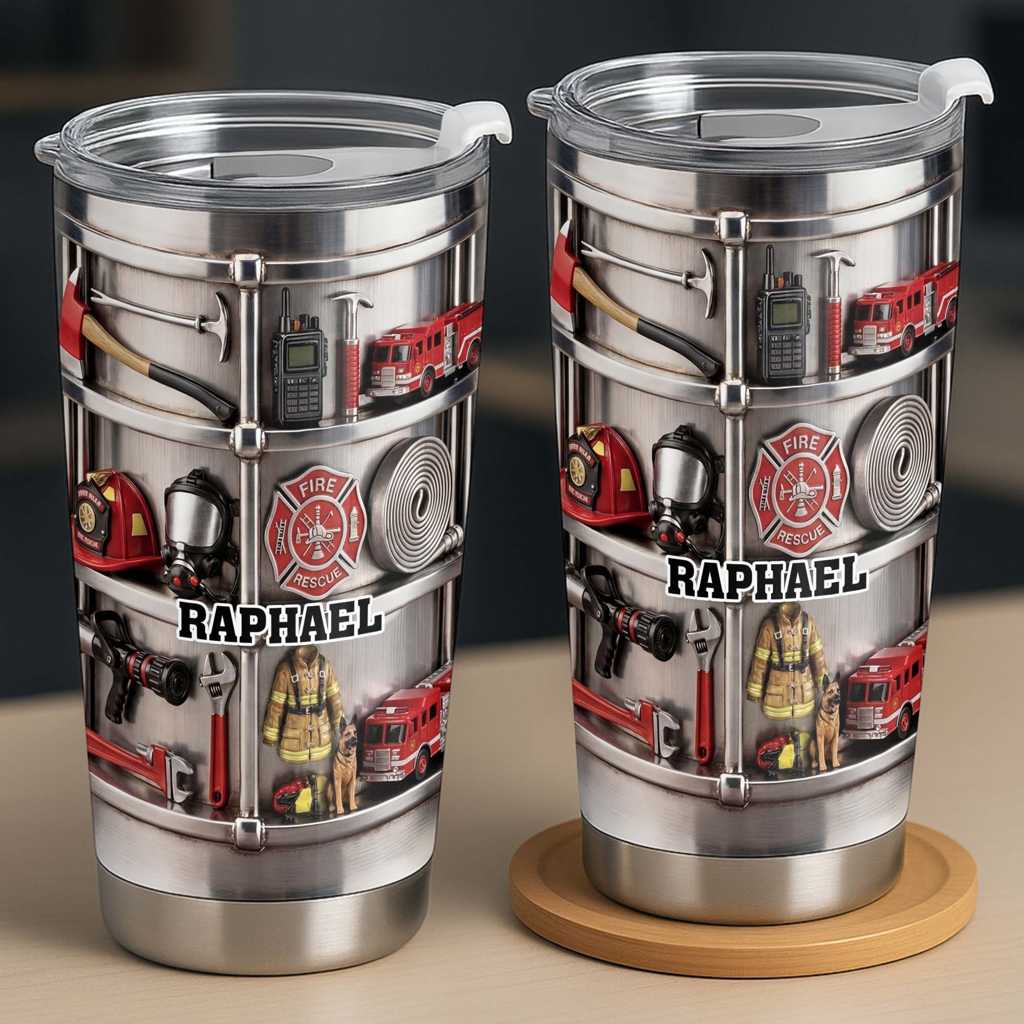 Personalized Firefighter Stainless Steel Tumbler 20oz Gift for Dad 20oz Tumbler GradoCreations