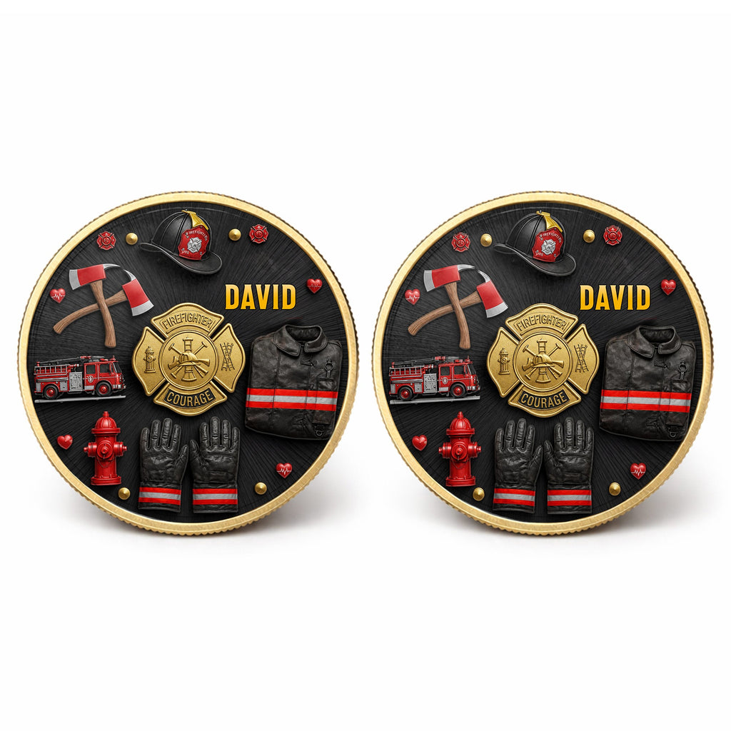 Personalized Firefighter Courage Commemorative Coin Custom Gift Commemorative Coin GradoCreations