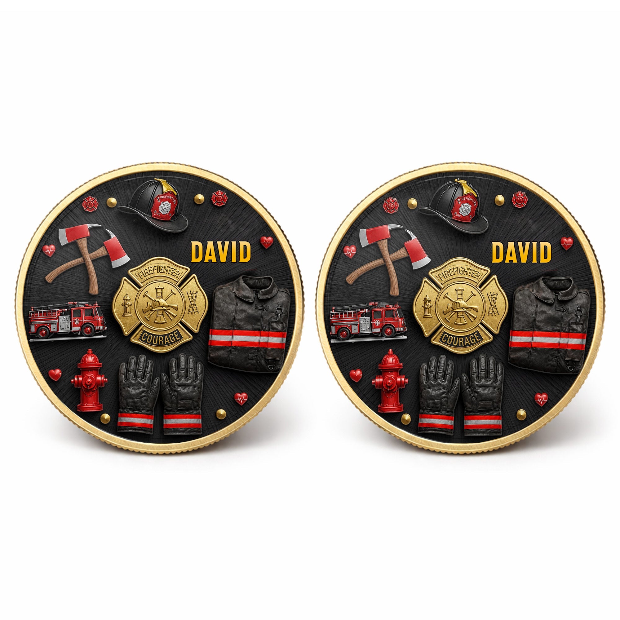Personalized Firefighter Courage Commemorative Coin Custom Gift Commemorative Coin GradoCreations
