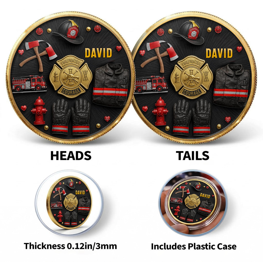 Personalized Firefighter Courage Commemorative Coin Custom Gift Commemorative Coin GradoCreations