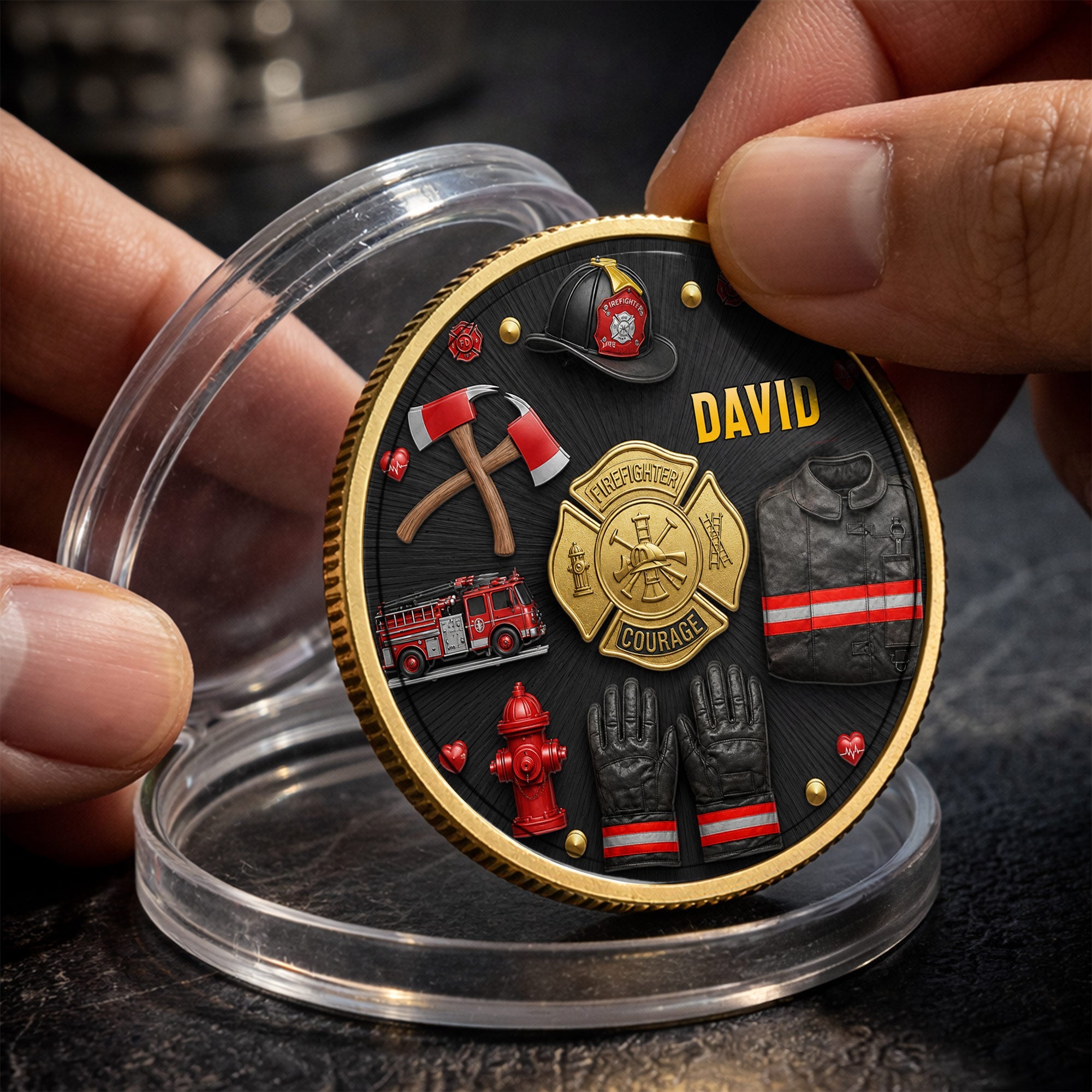 Personalized Firefighter Courage Commemorative Coin Custom Gift Commemorative Coin GradoCreations