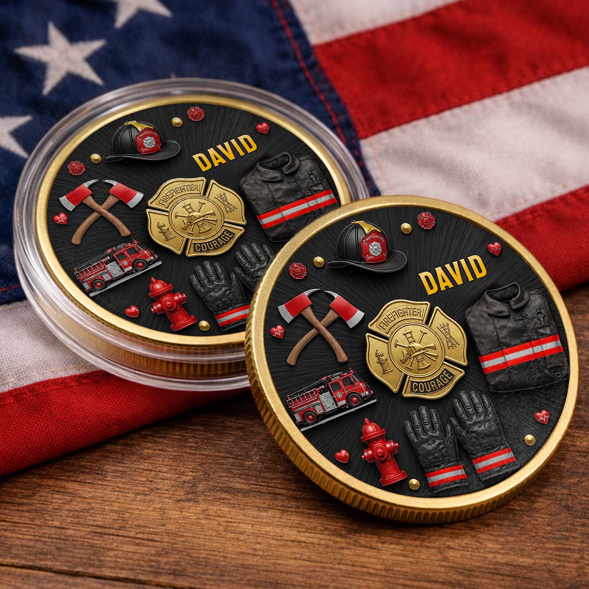 Personalized Firefighter Courage Commemorative Coin Custom Gift Commemorative Coin GradoCreations