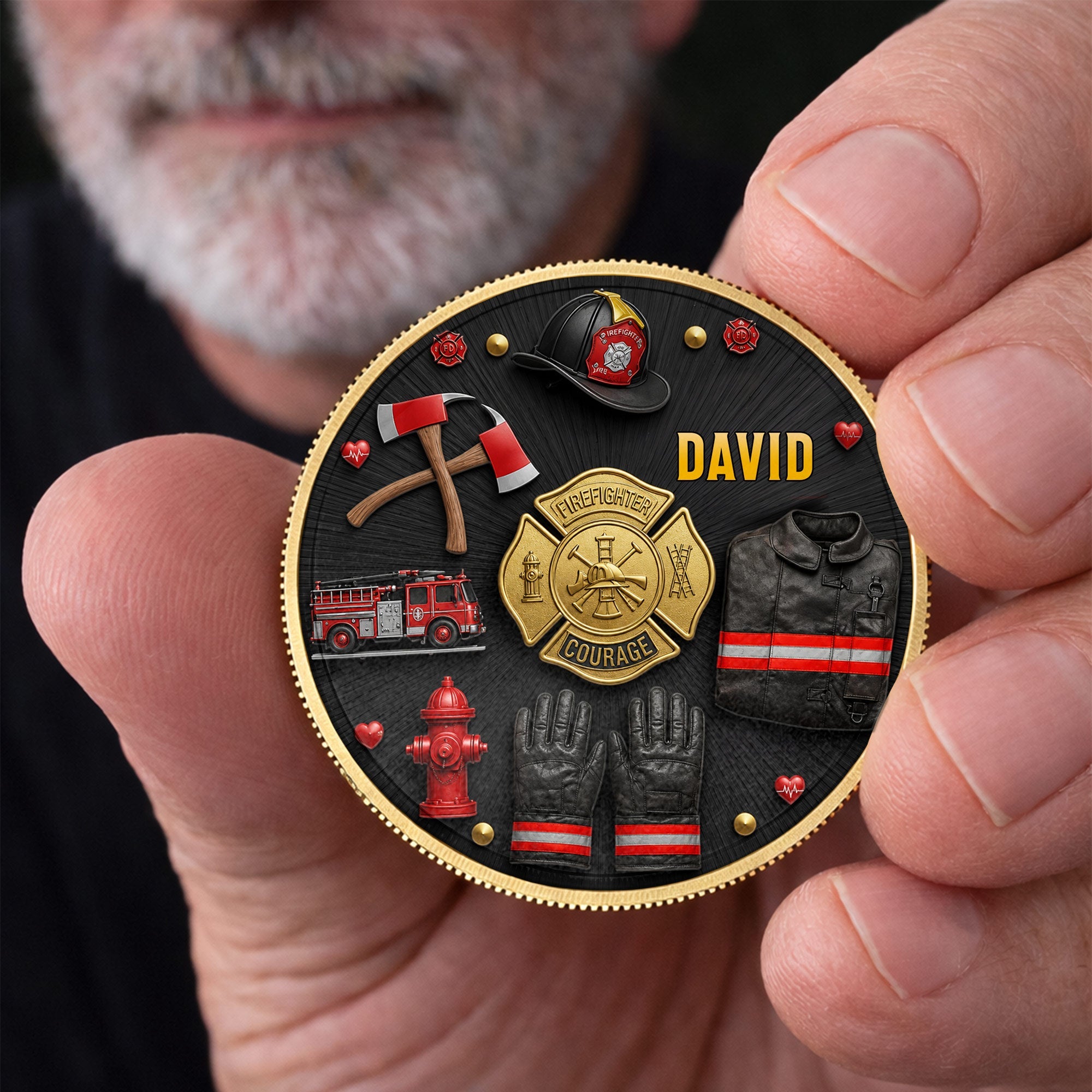 Personalized Firefighter Courage Commemorative Coin Custom Gift Commemorative Coin GradoCreations
