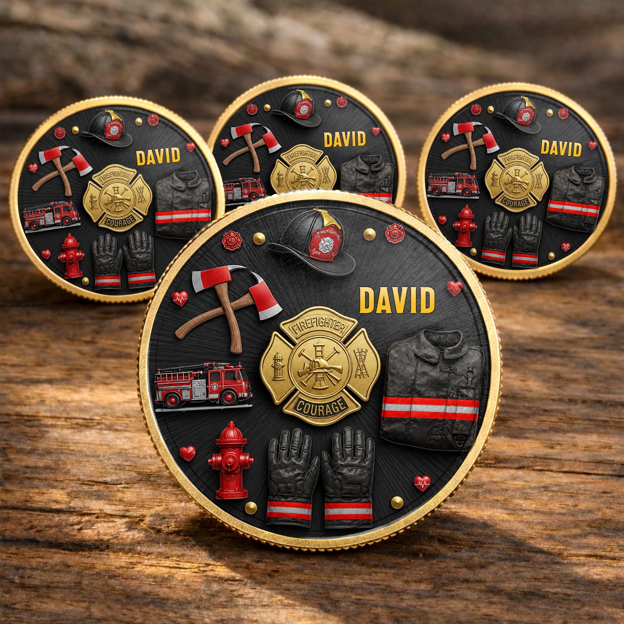 Personalized Firefighter Courage Commemorative Coin Custom Gift Commemorative Coin GradoCreations