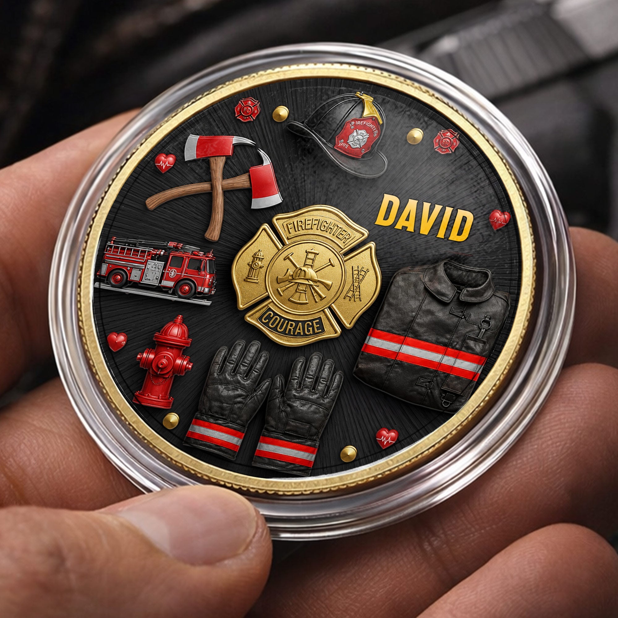Personalized Firefighter Courage Commemorative Coin Custom Gift Commemorative Coin GradoCreations