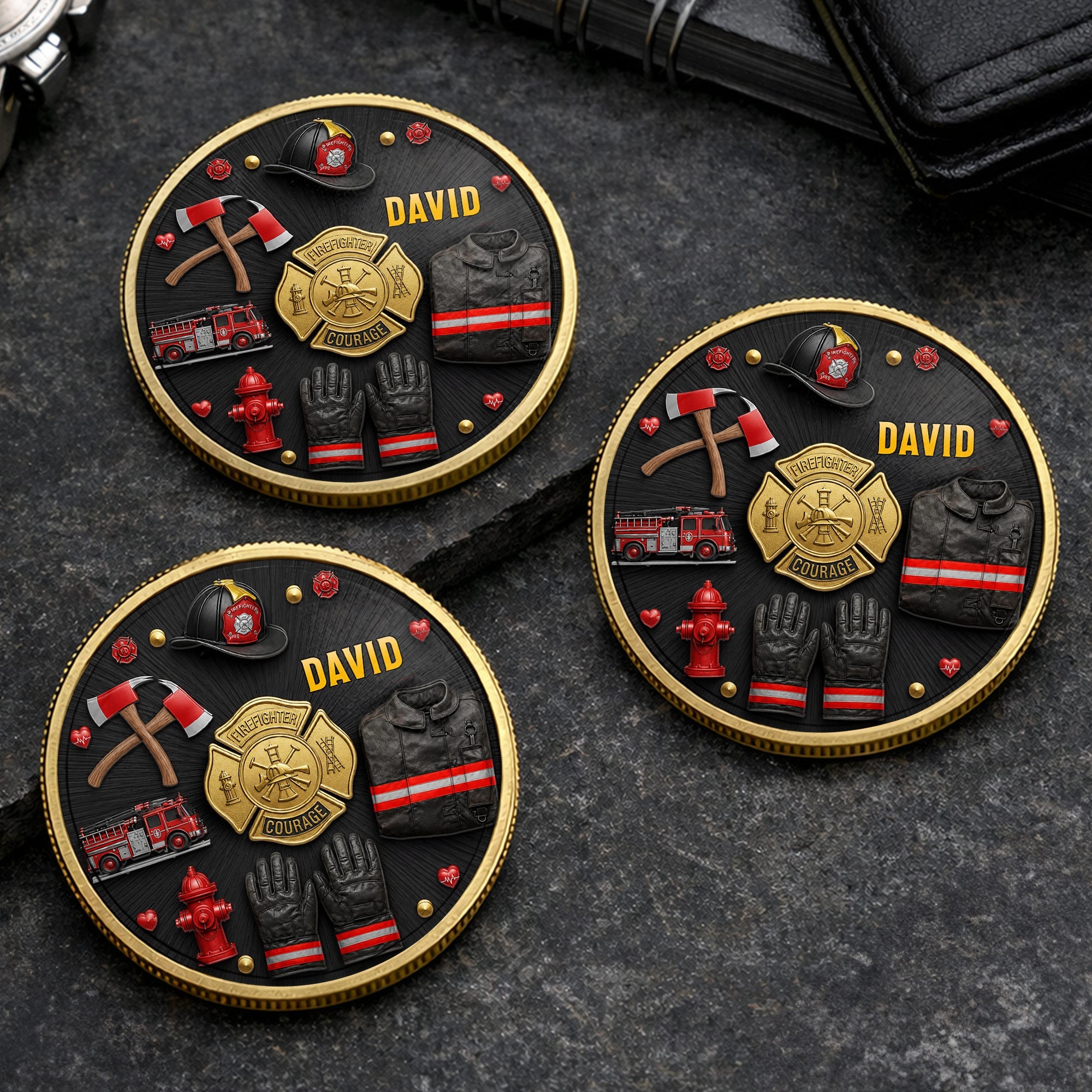 Personalized Firefighter Courage Commemorative Coin Custom Gift Commemorative Coin GradoCreations