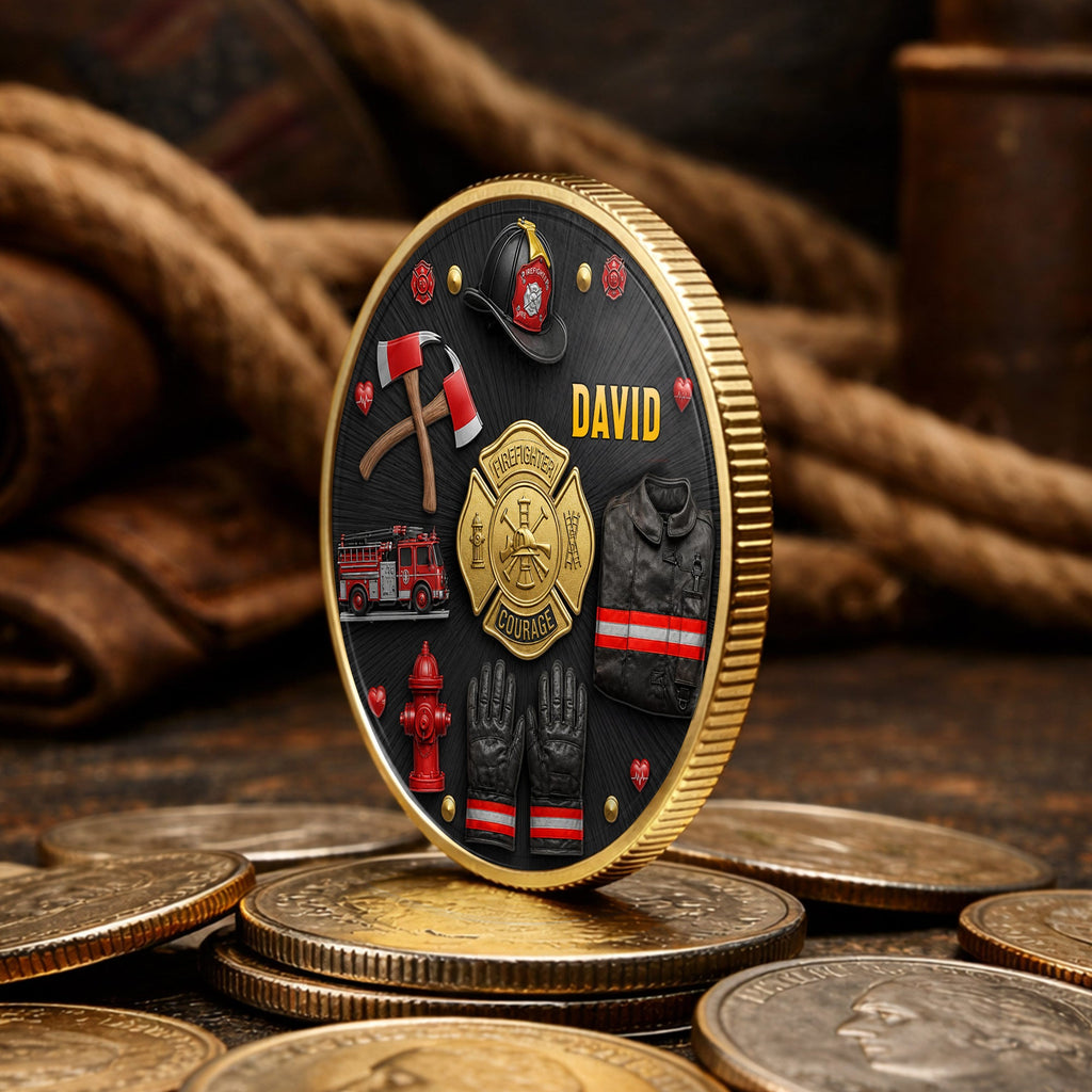 Personalized Firefighter Courage Commemorative Coin Custom Gift Commemorative Coin GradoCreations
