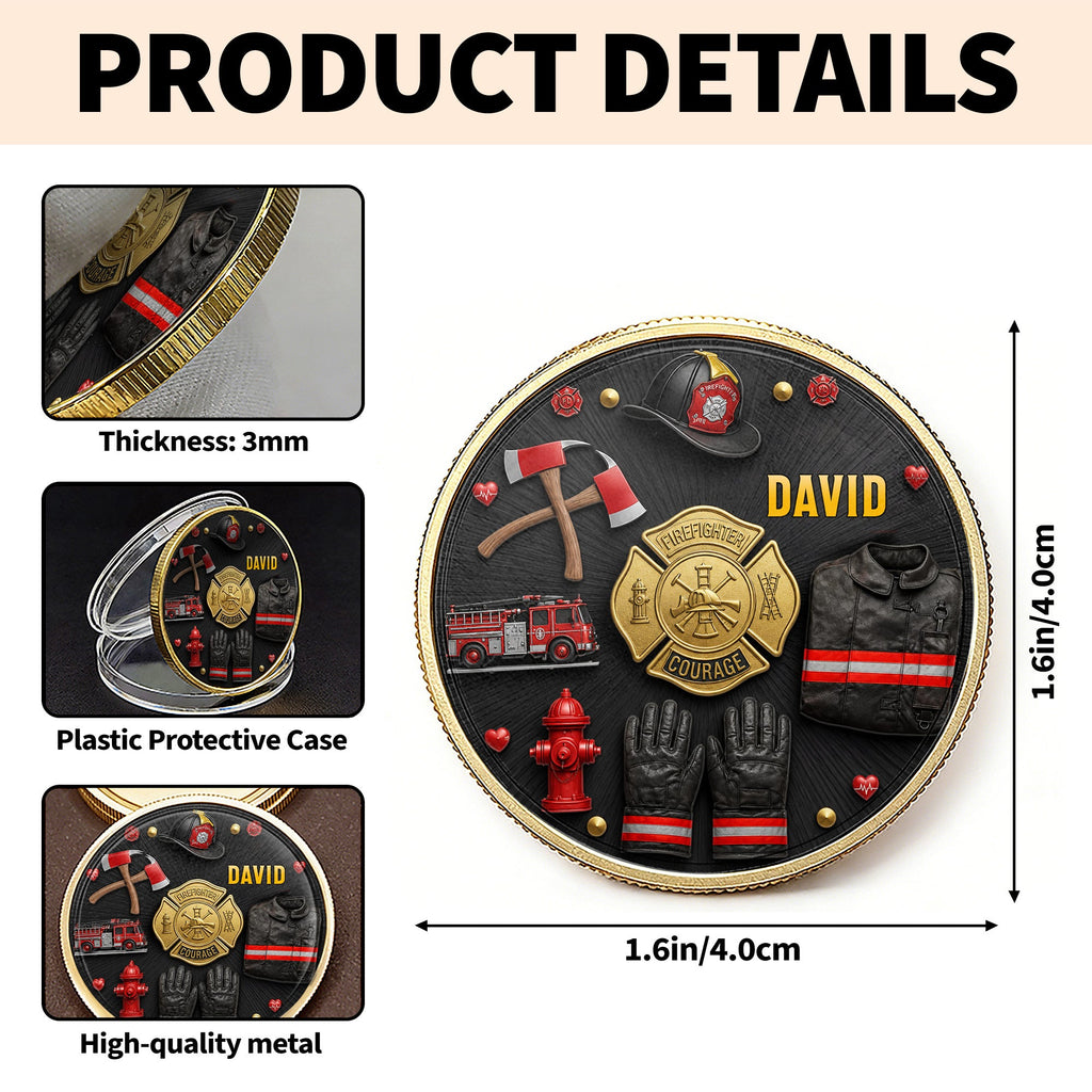 Personalized Firefighter Courage Commemorative Coin Custom Gift Commemorative Coin GradoCreations