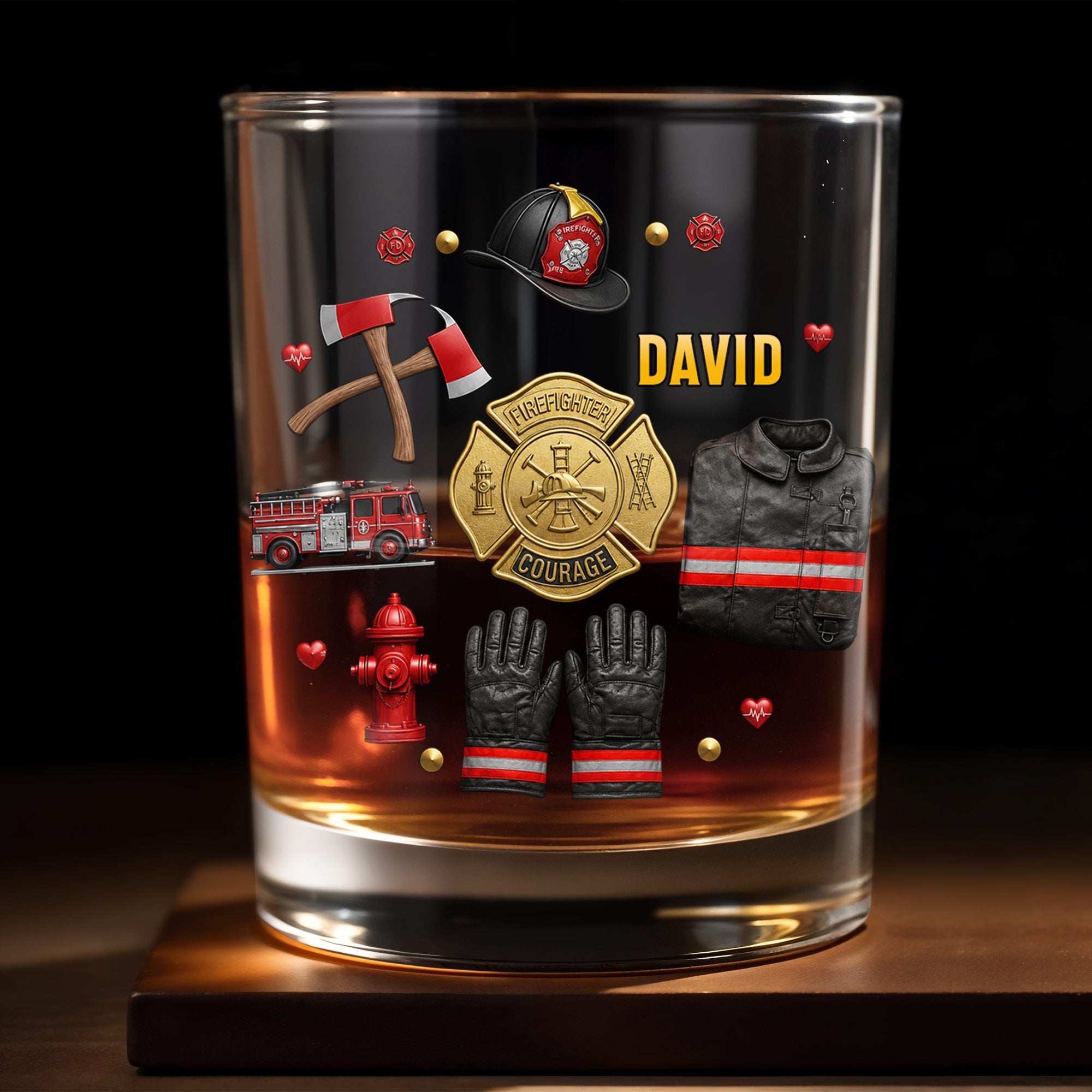 Personalized Custom Whiskey Glass for Firefighter Dad | Gift Idea Whiskey Glass GradoCreations