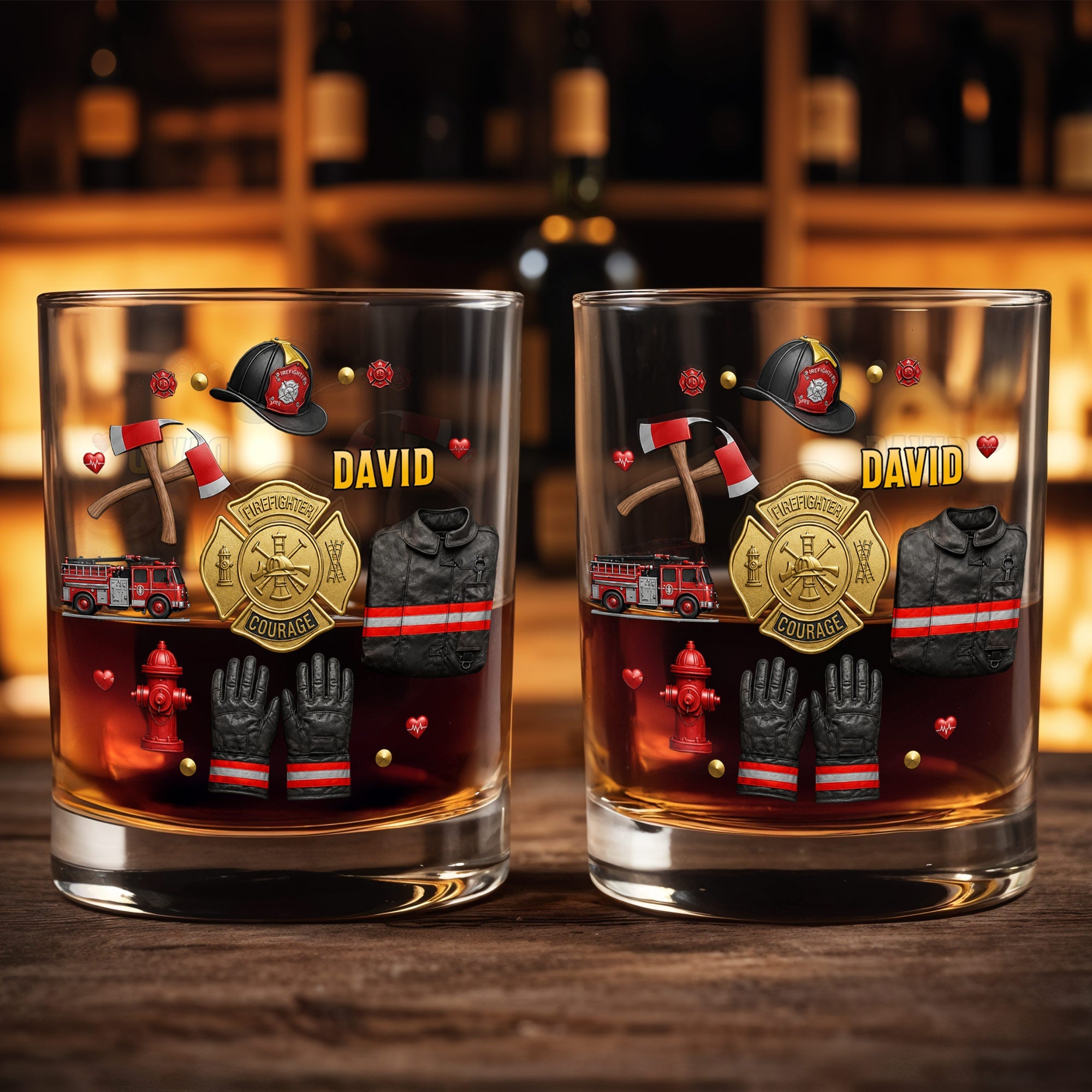 Personalized Custom Whiskey Glass for Firefighter Dad | Gift Idea Whiskey Glass GradoCreations
