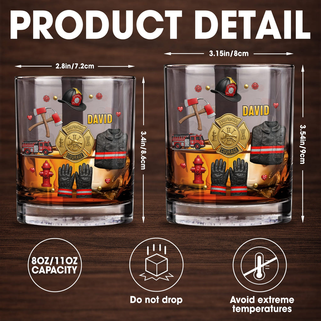 Personalized Custom Whiskey Glass for Firefighter Dad | Gift Idea Whiskey Glass GradoCreations