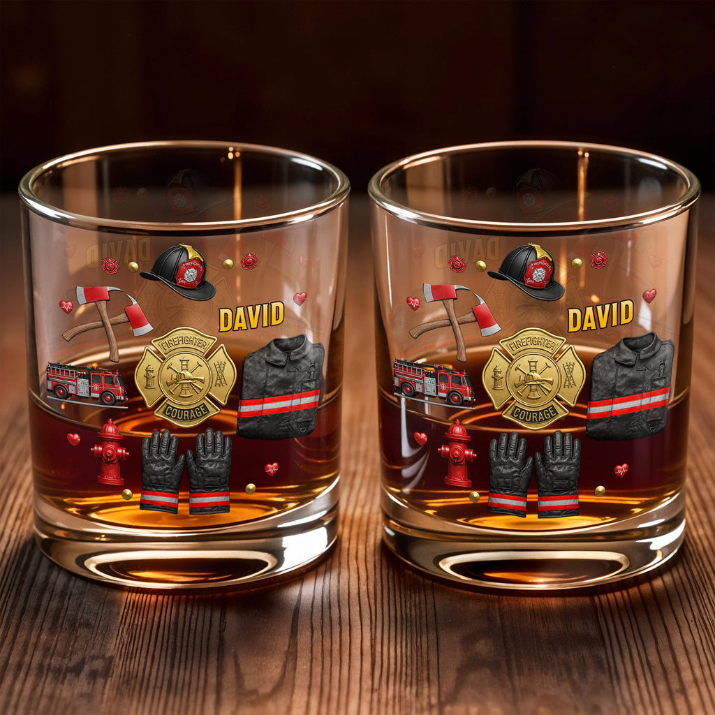 Personalized Custom Whiskey Glass for Firefighter Dad | Gift Idea Whiskey Glass GradoCreations