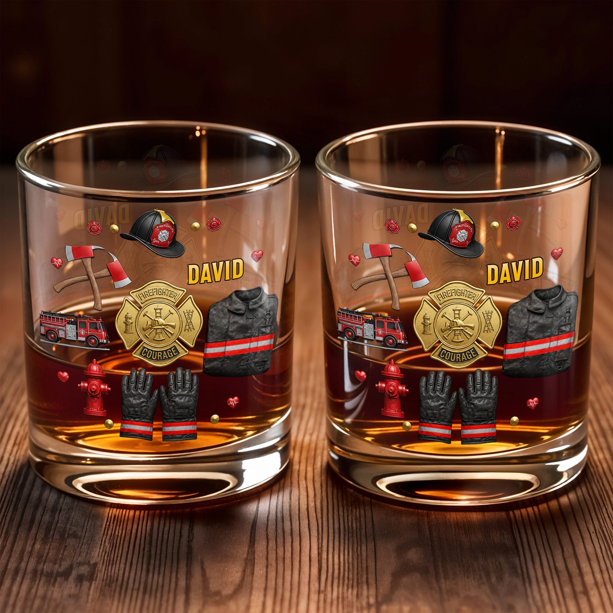 Personalized Custom Whiskey Glass for Firefighter Dad | Gift Idea Whiskey Glass GradoCreations