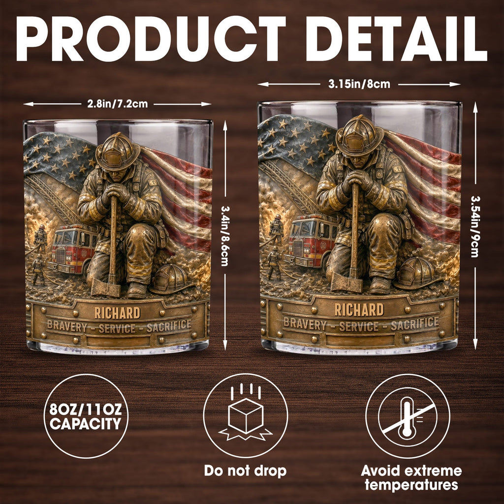 Personalized Whiskey Glass Custom Name Firefighter Gift for Dad Whiskey Glass GradoCreations
